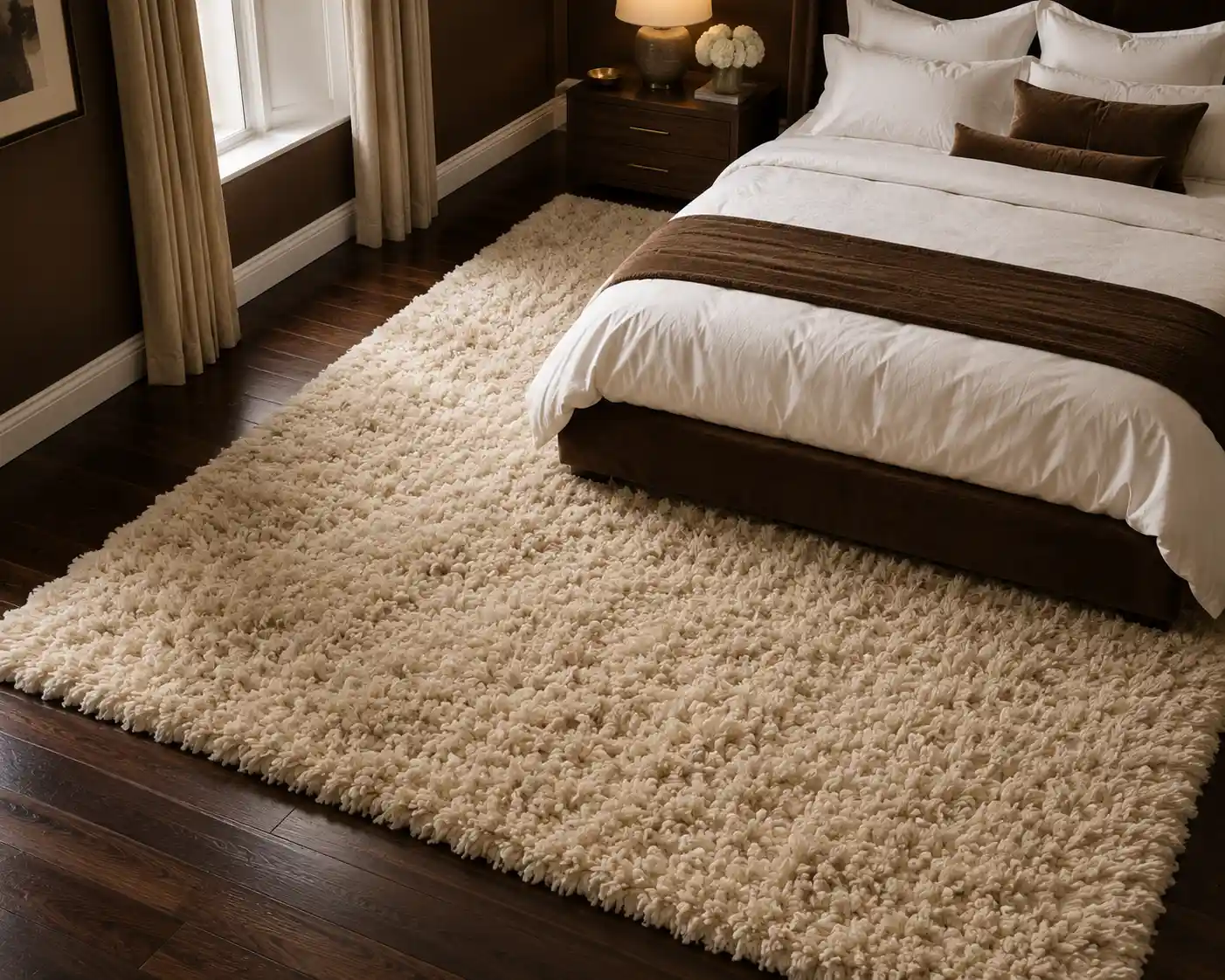 Beige Wool Rug on Hardwood