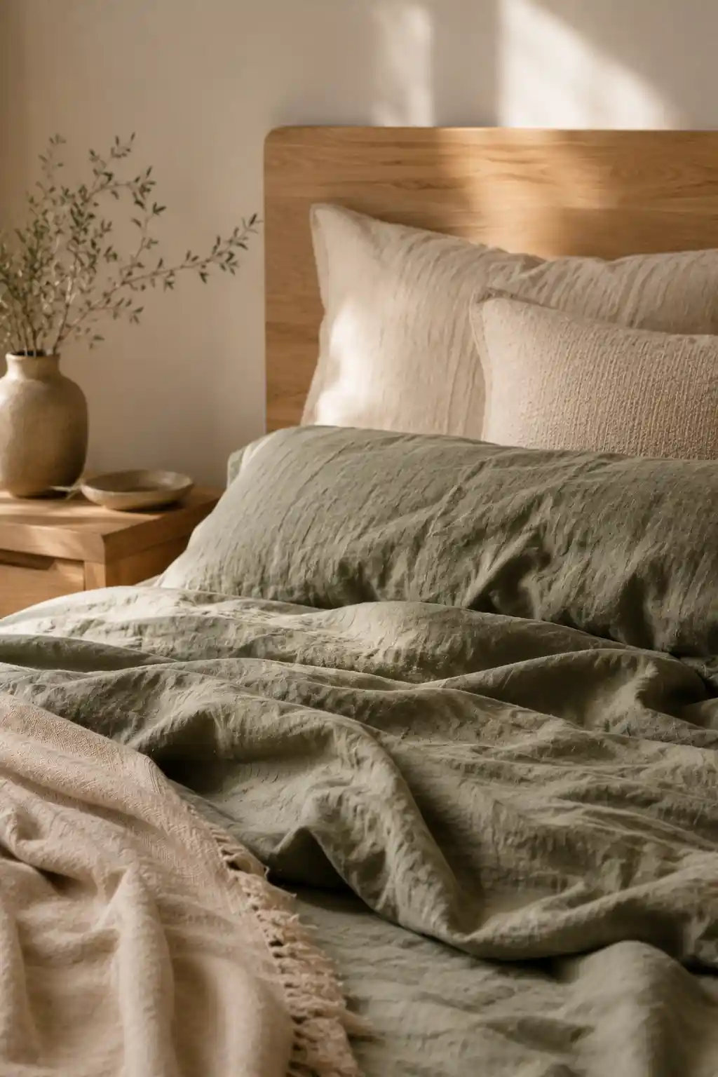 Low-Profile Platform Bed with Organic Linens