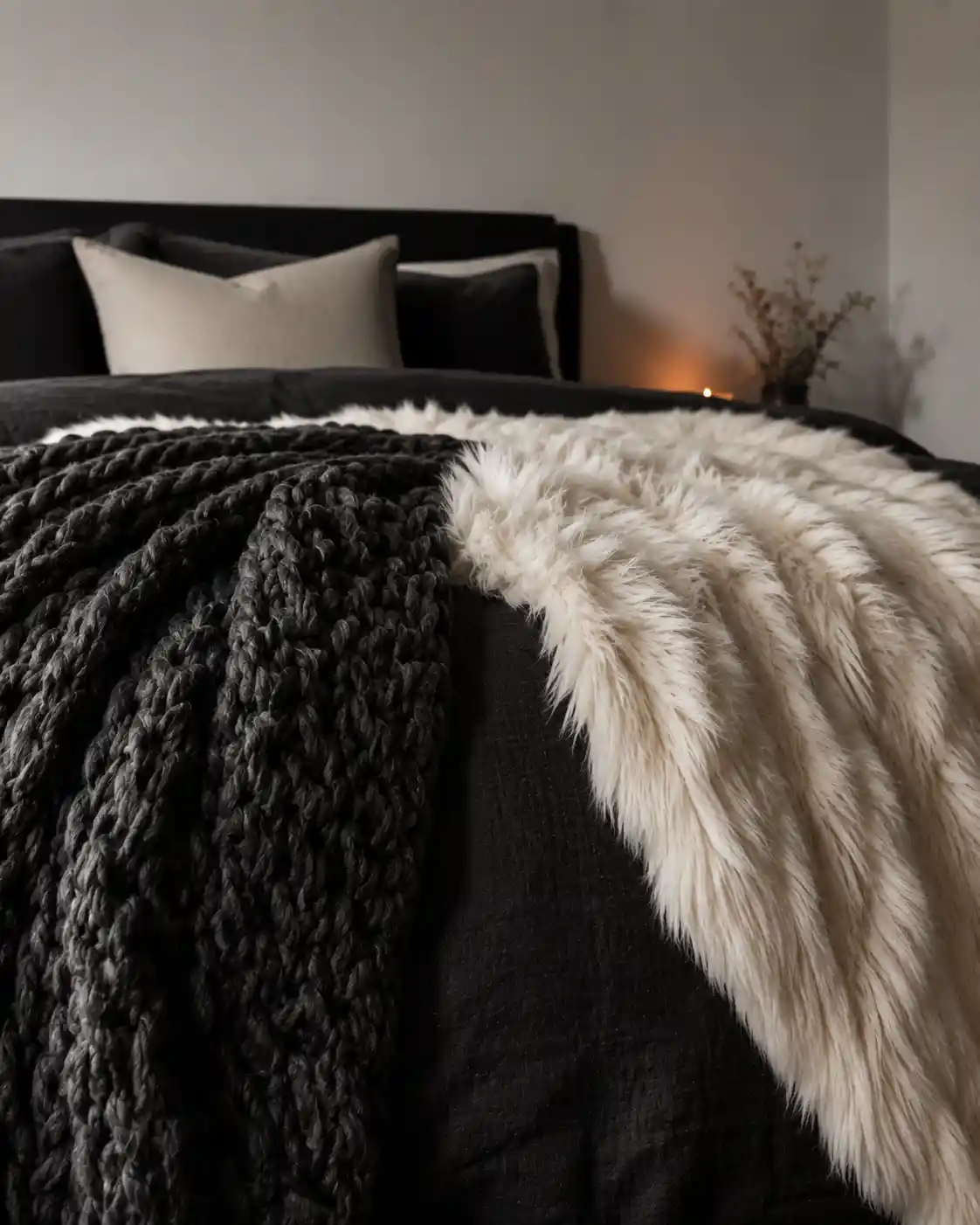 Layer Textures with Faux Fur and Chunky Knits