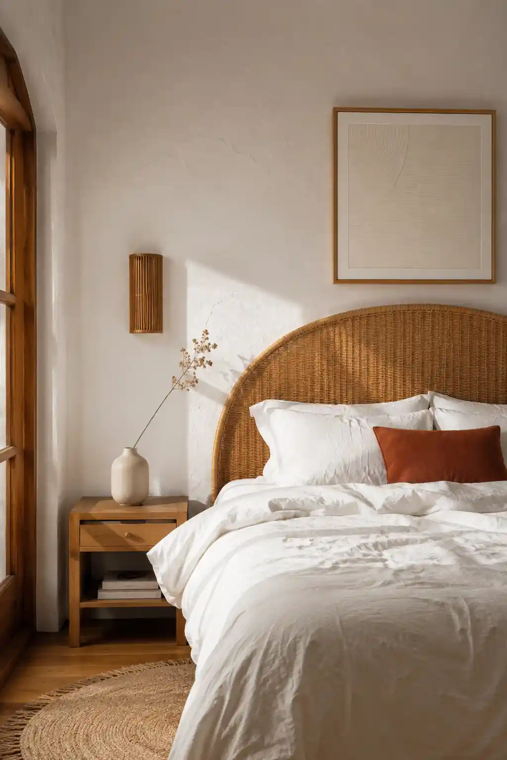 Woven Rattan Headboard for Natural Texture