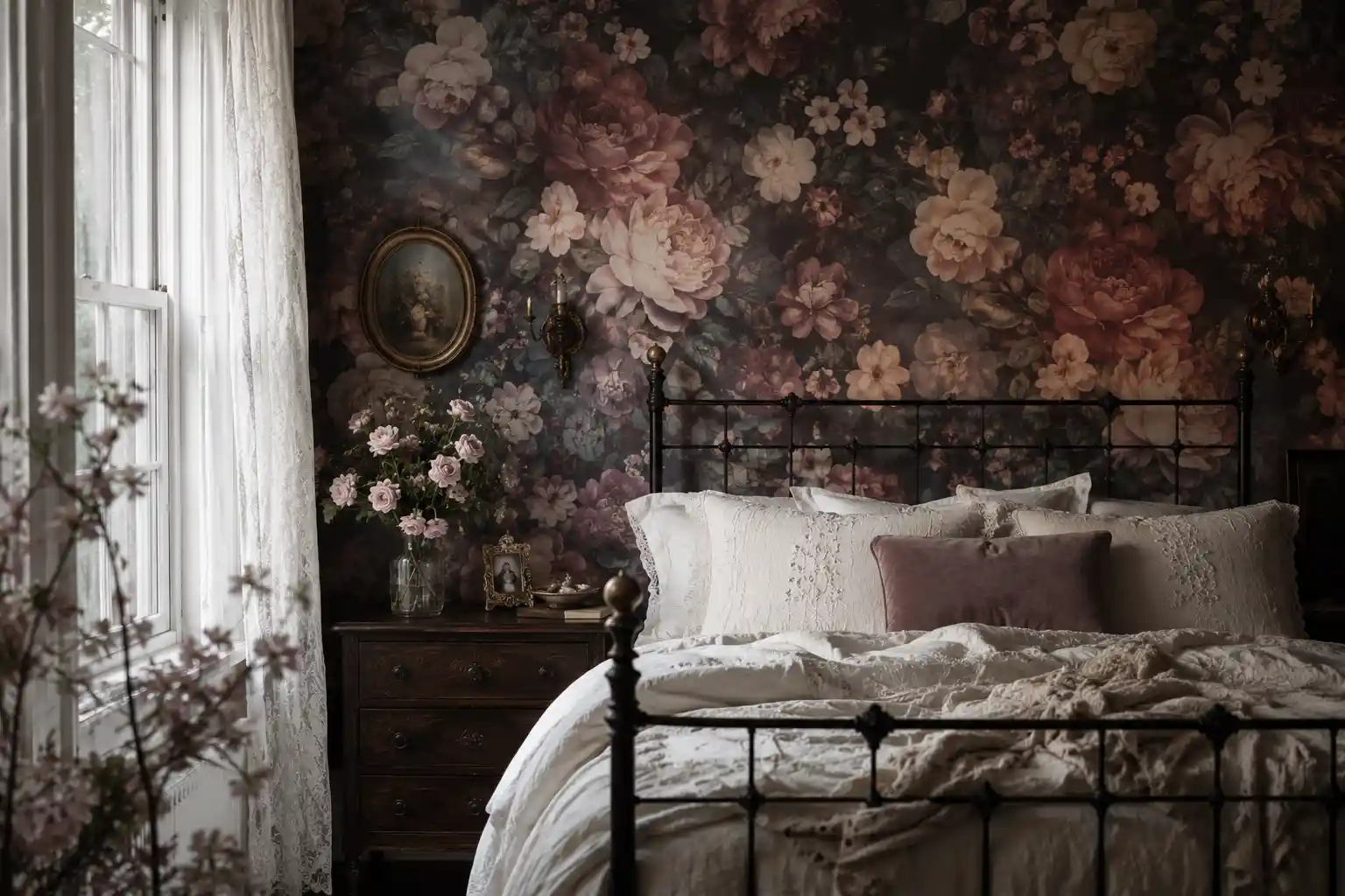 Dusty Rose Moody Florals