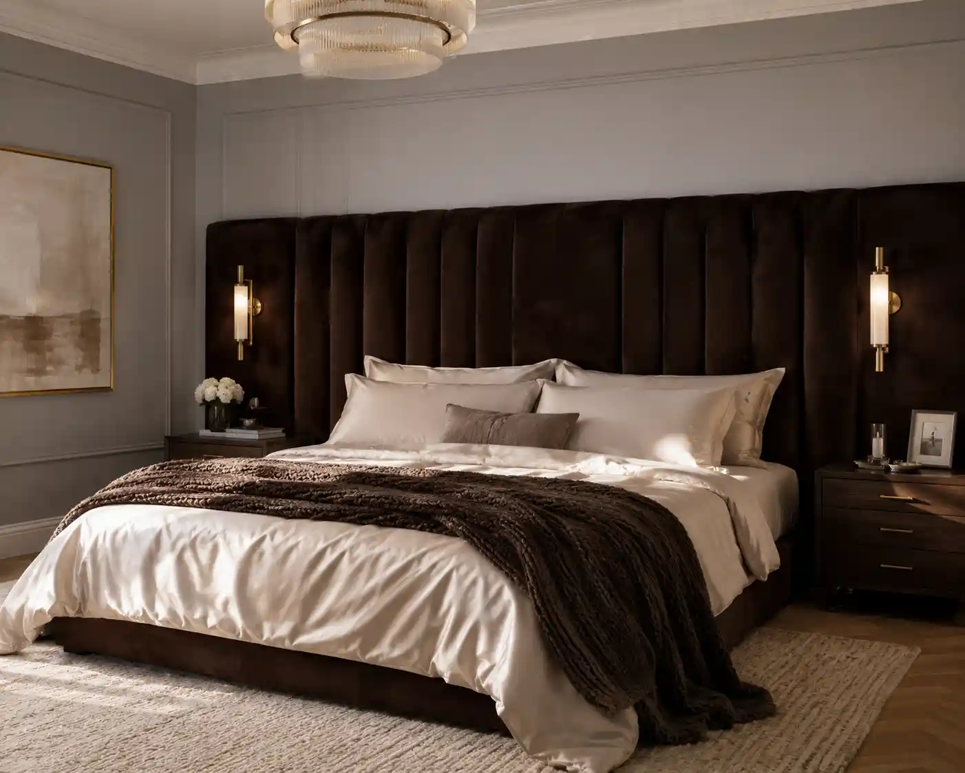 Velvet Brown Headboard