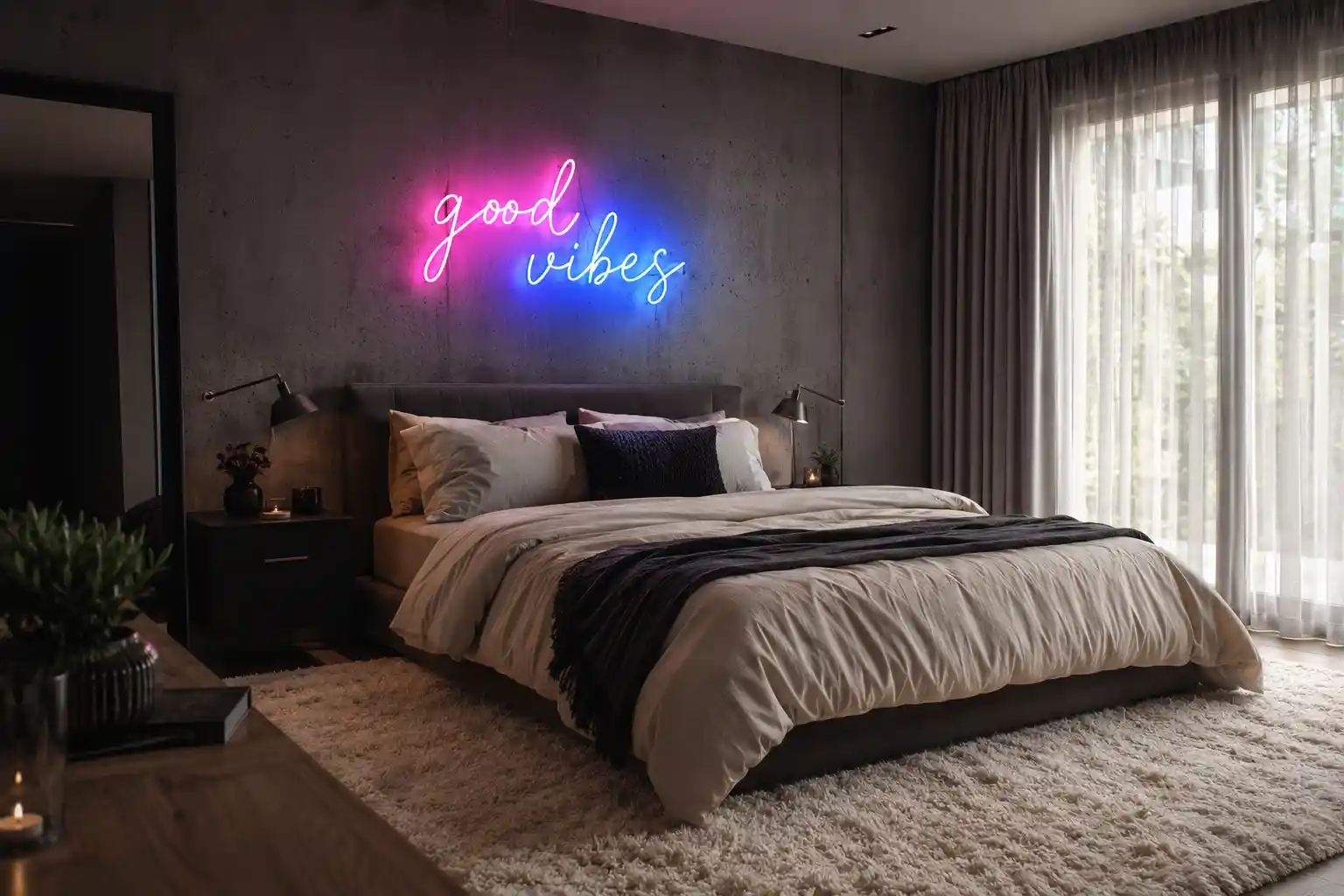 Vibrant Neon Sign Focal Points