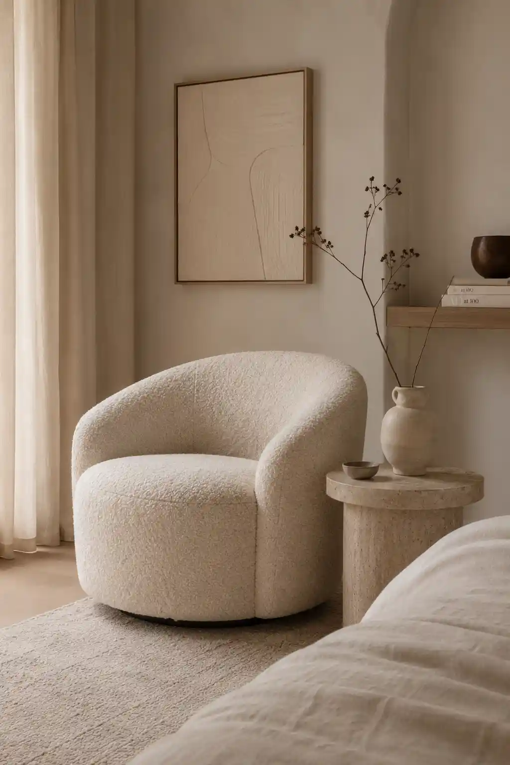 Adding Texture with a Cream Bouclé Accent Chair