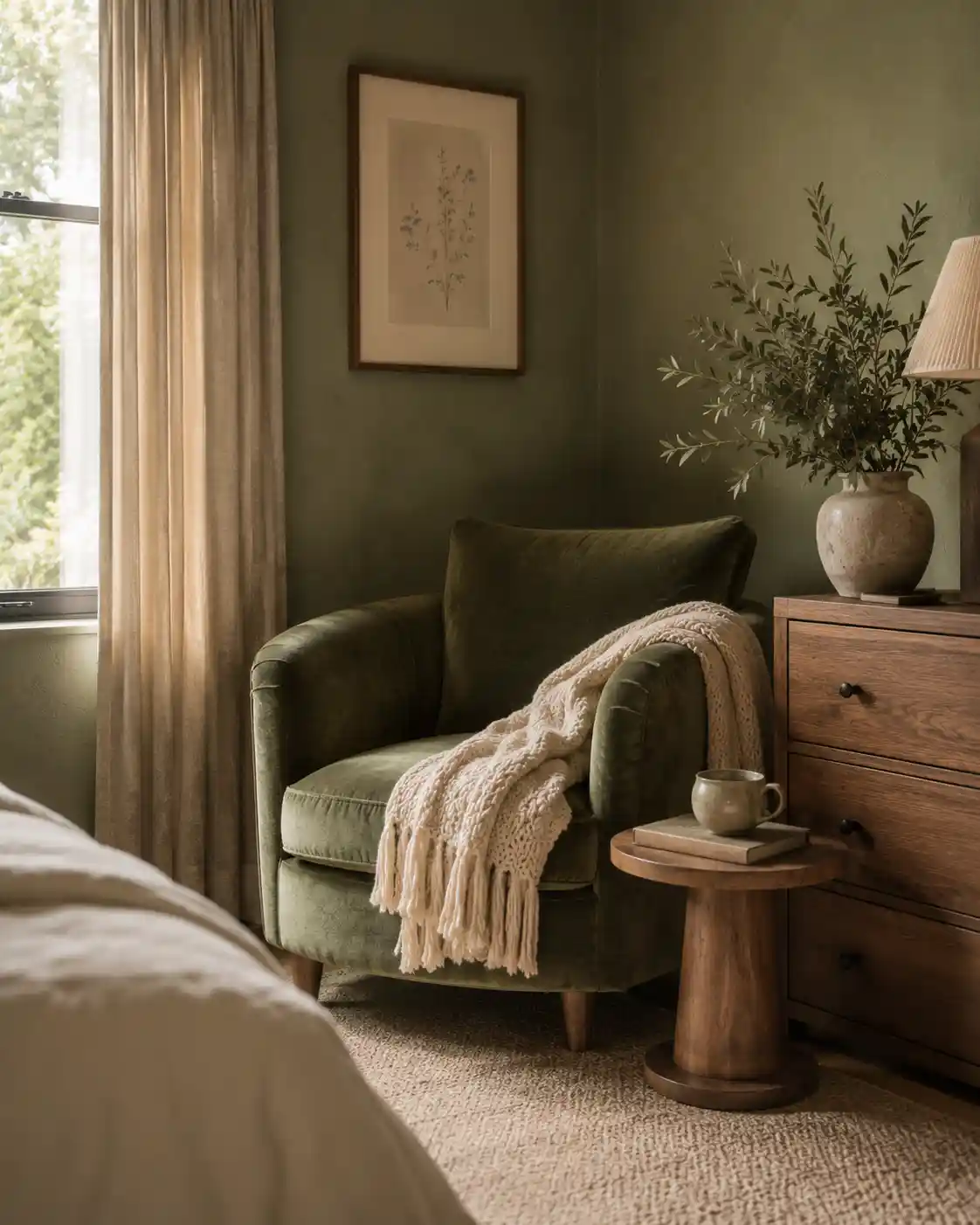 Designing a Cozy Sage Reading Nook
