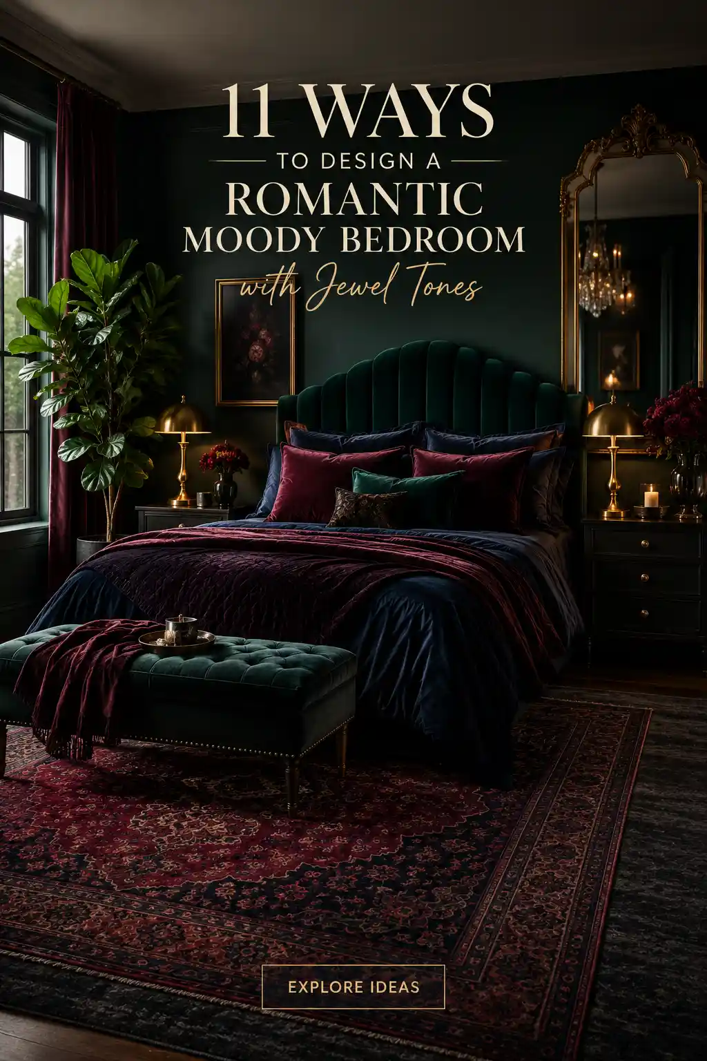 11 Ways to Design a Romantic Moody Bedroom with Jewel Tones