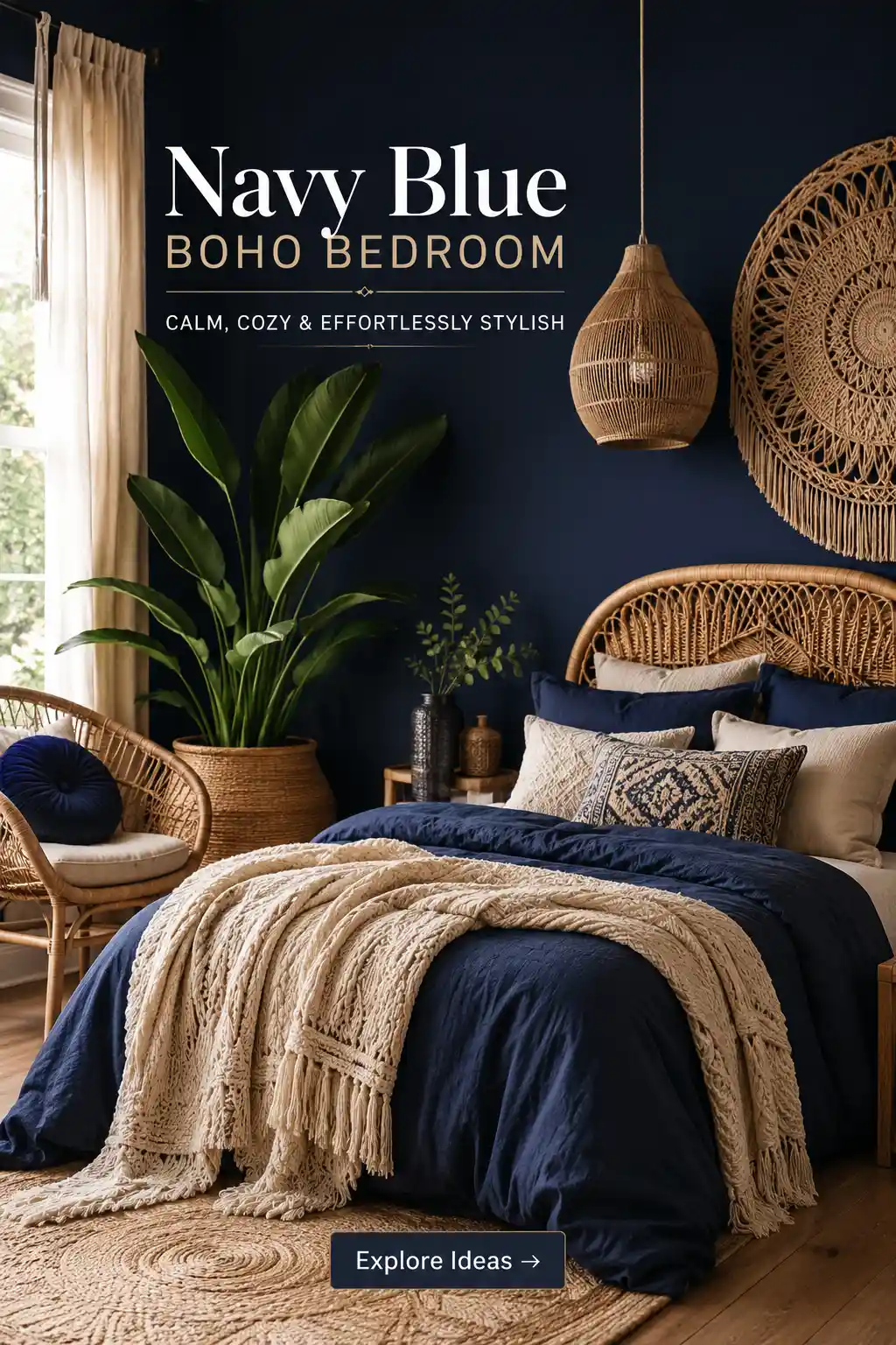 16 Dreamy Navy Blue Boho Bedroom Ideas for a Cozy Sanctuary