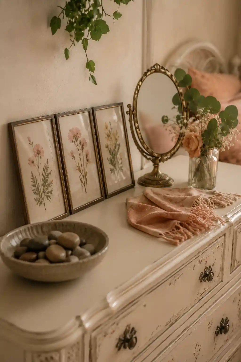 Framed Botanical Art and Small Decorative Mirrors