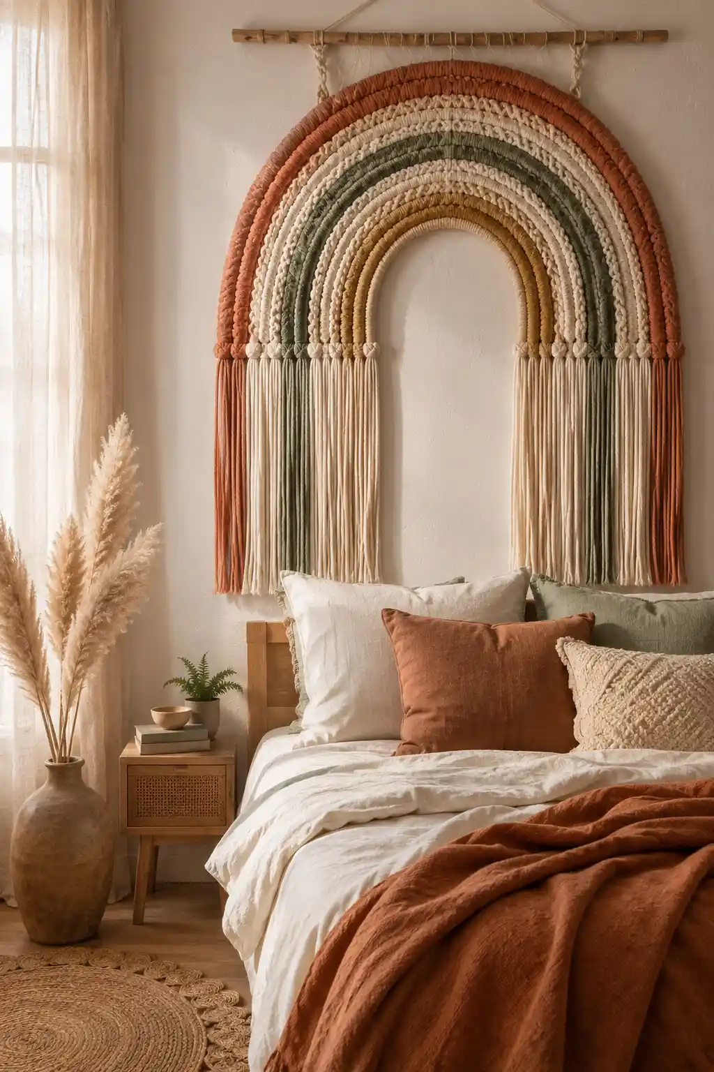 Textured Macramé Rainbow Wall Art