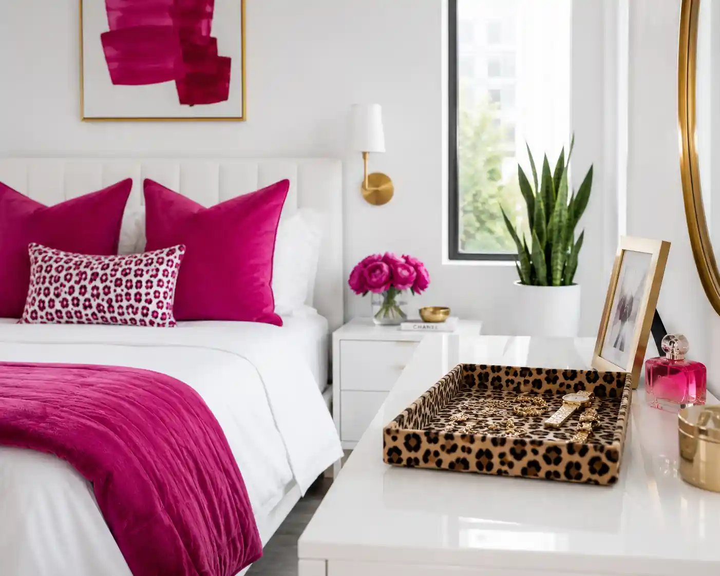 Magenta Pop and Leopard Print Accessories