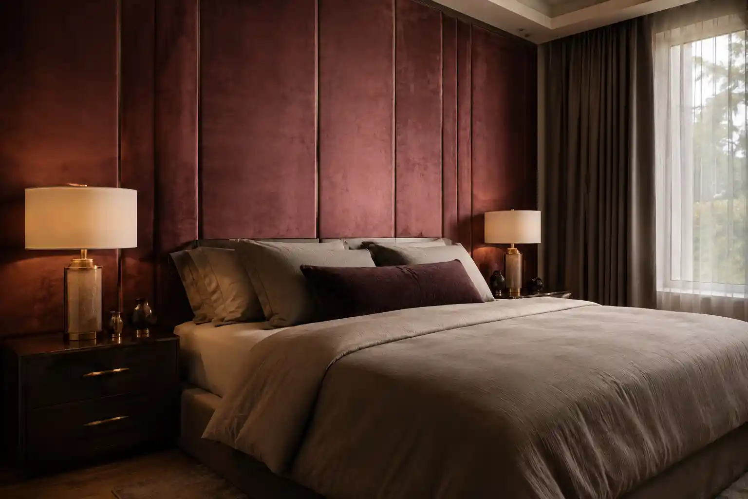 Dusty Rose Velvet Accent Walls
