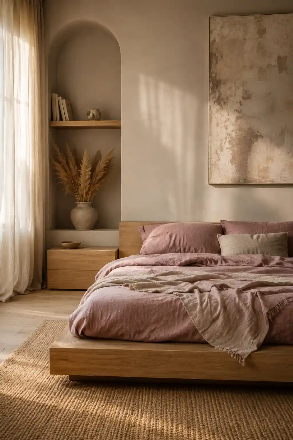 Dusty Mauve and Natural Oak Harmony