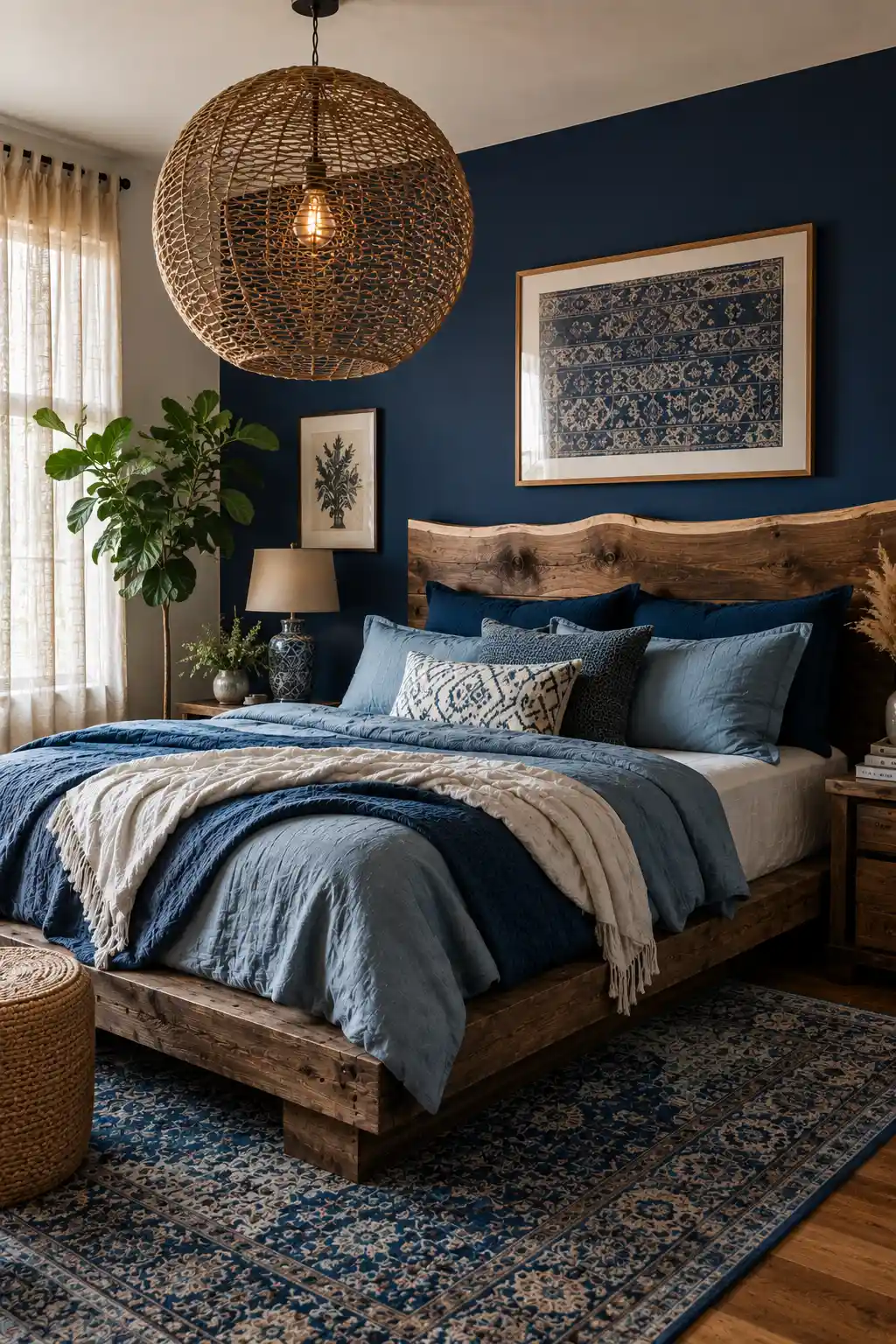Eclectic Blue Harmony and Live-Edge Wood
