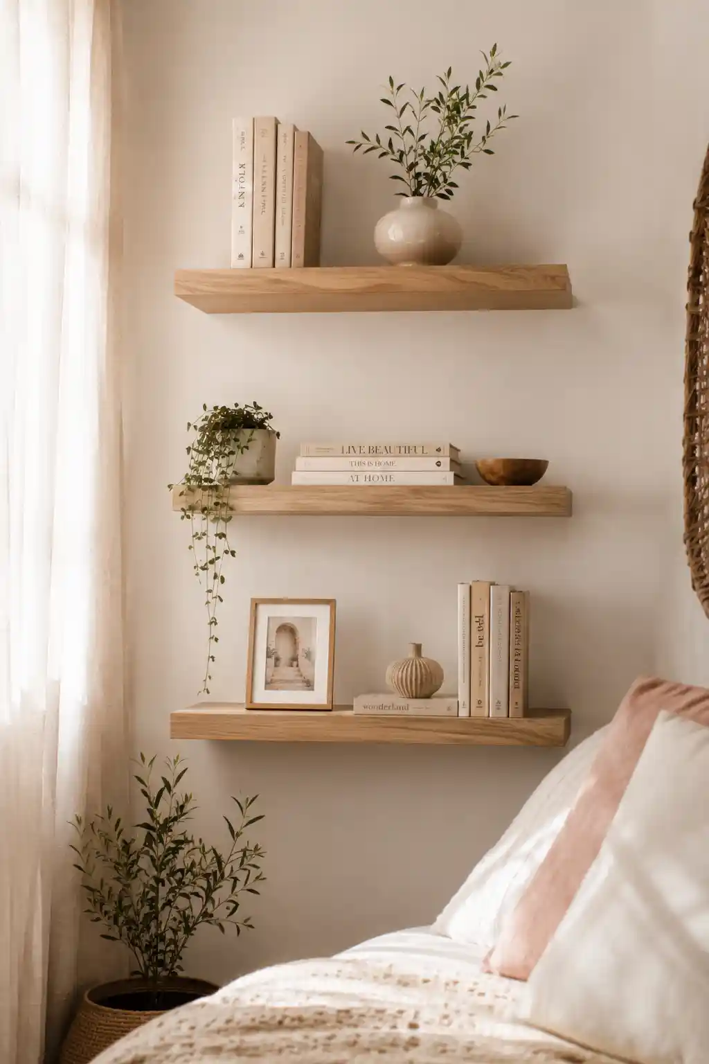 Floating Wooden Shelves for Minimalist Display