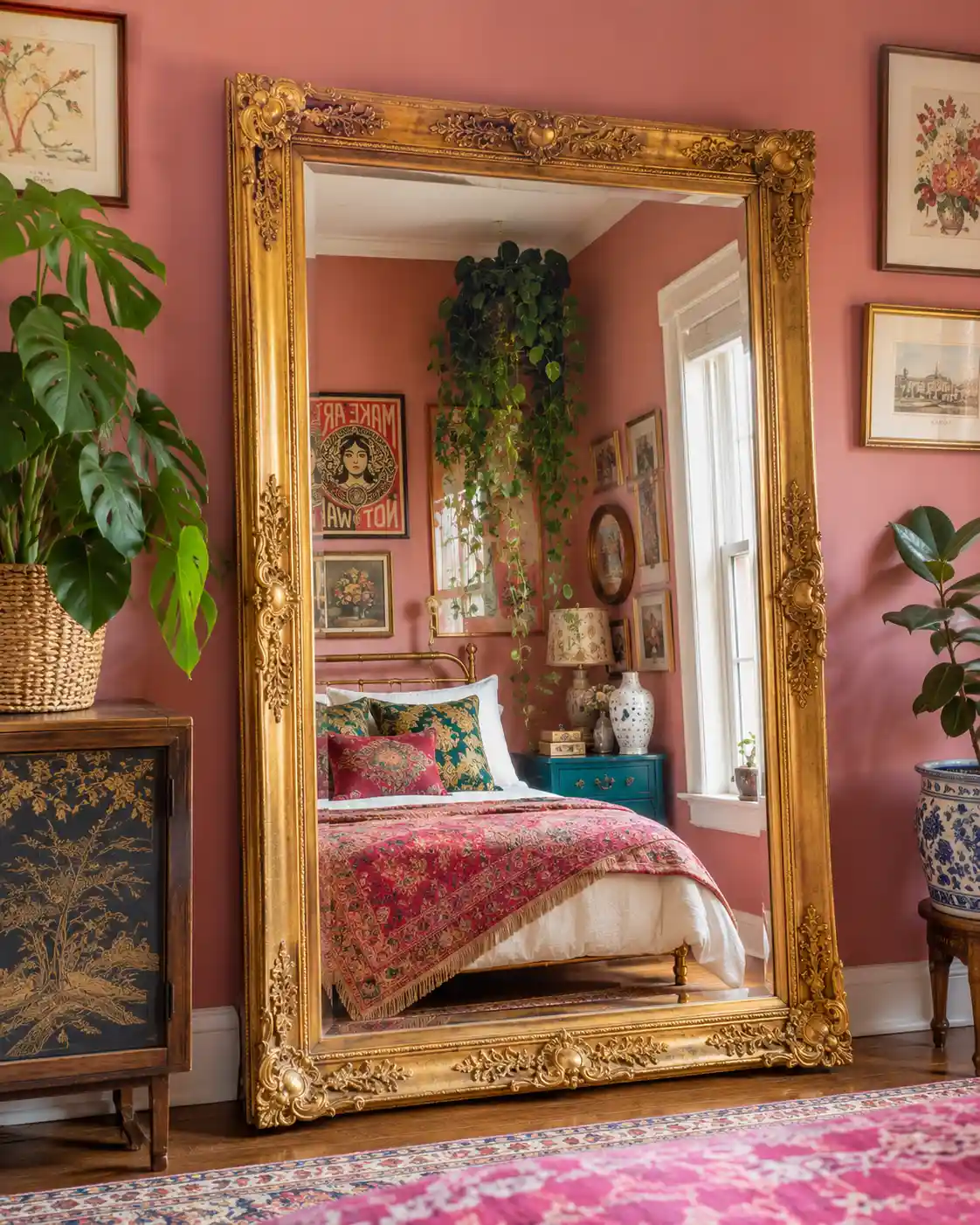 An Oversized Gilded Mirror