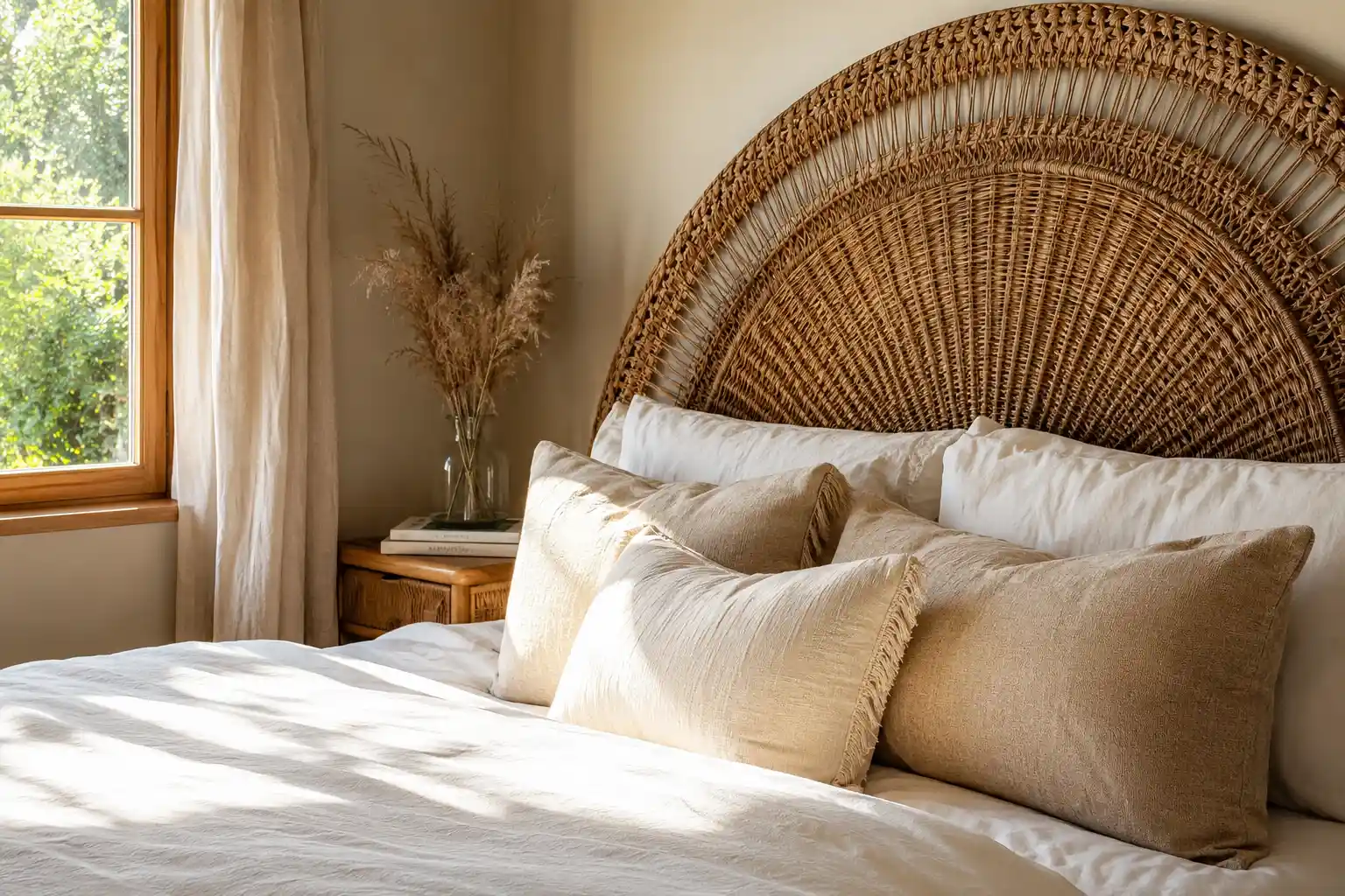 Integrate a Statement Rattan Headboard