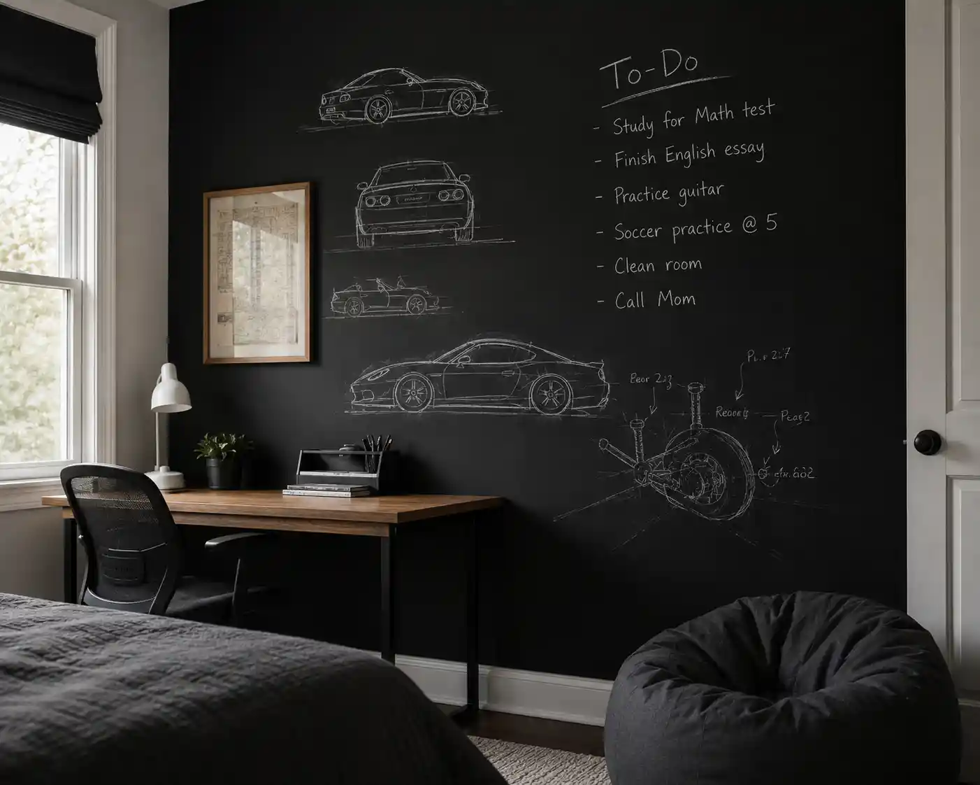 Matte Black Chalkboard Walls