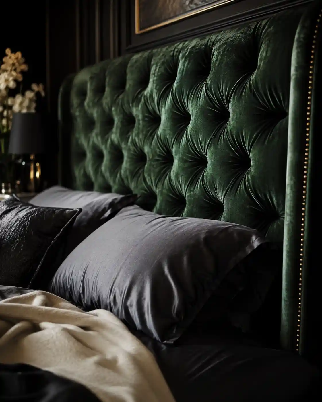 Deep Emerald Velvet Headboard