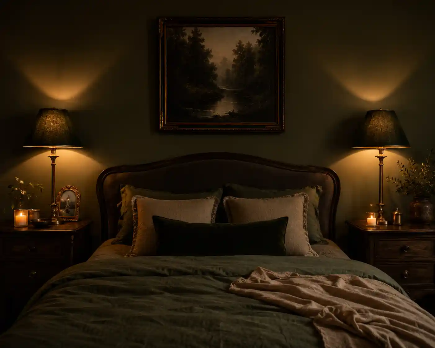Ambient Lighting with Warm Green Lampshades