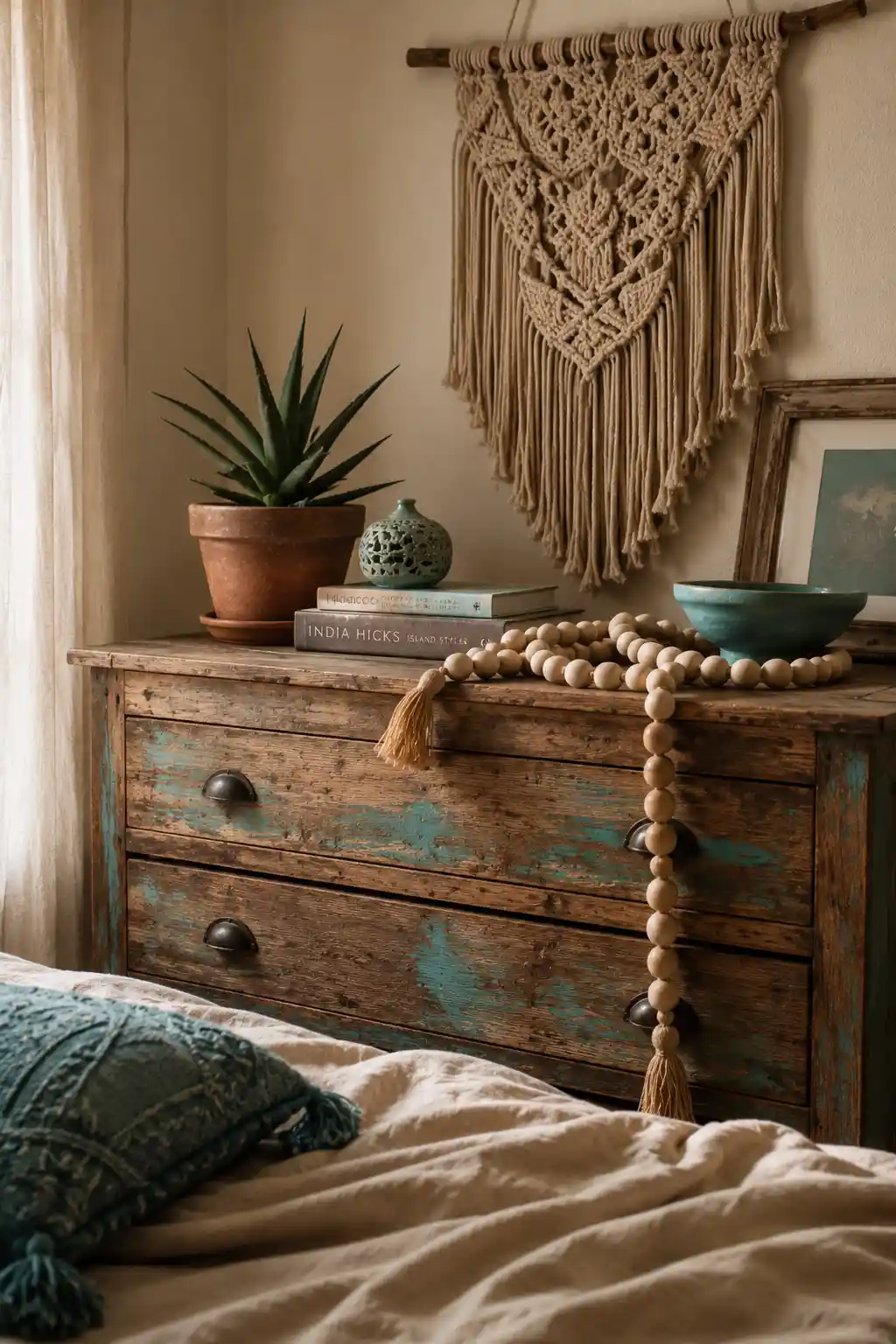 Macramé Accents and Natural Wood Beads
