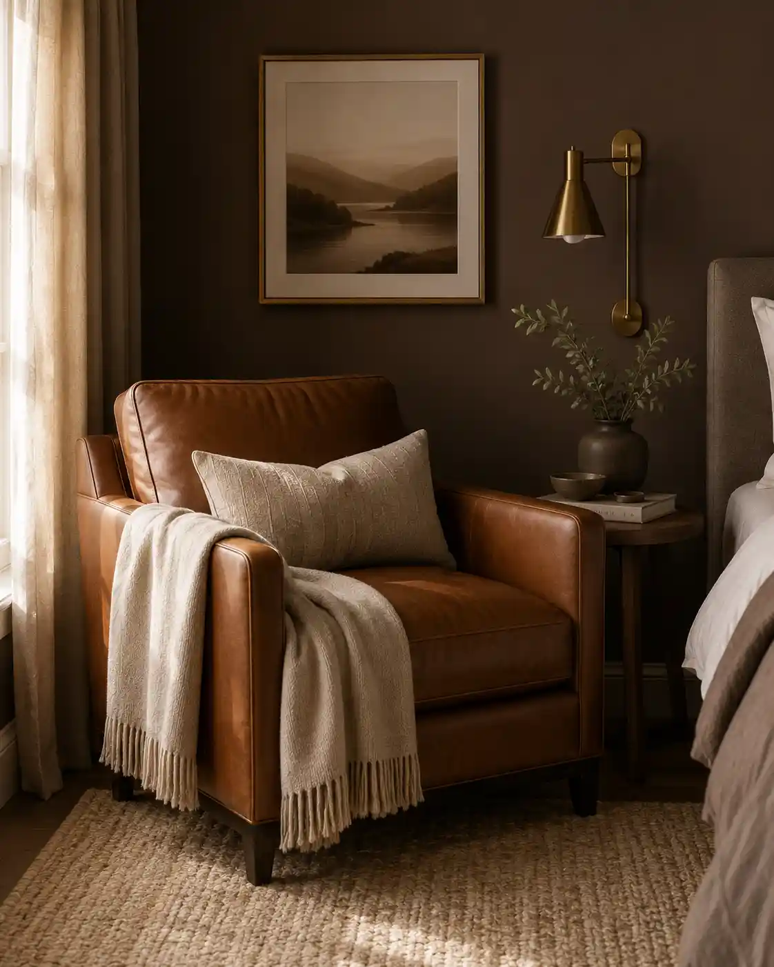 Dark Brown Leather Accent Chair