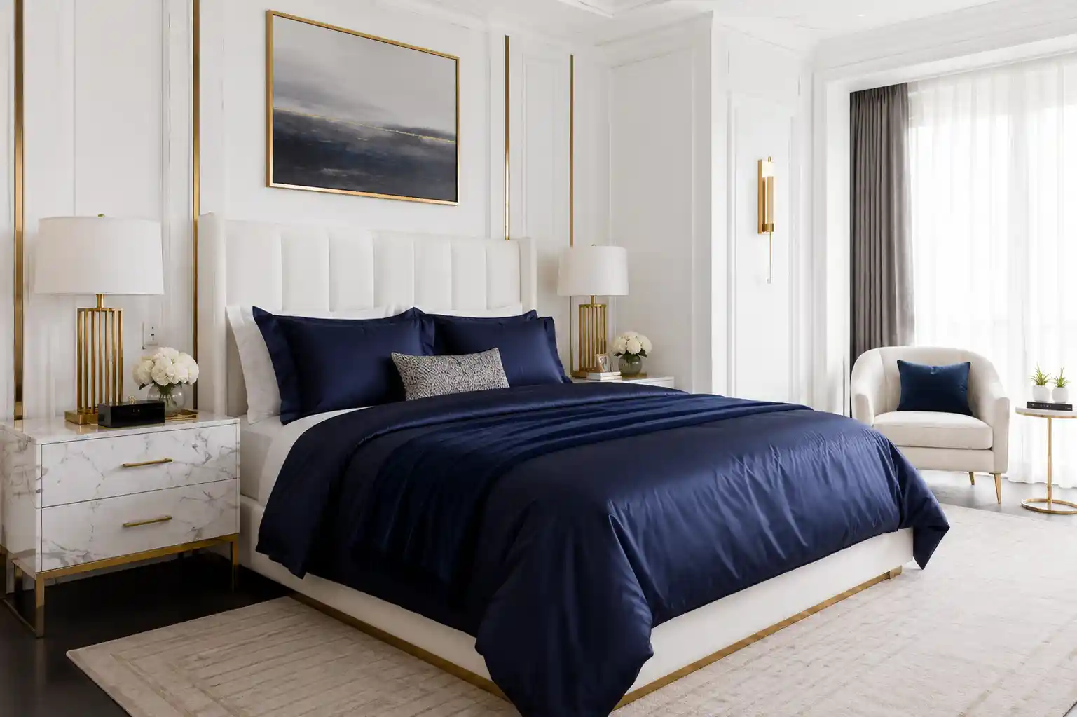 High-Contrast Navy and Marble
