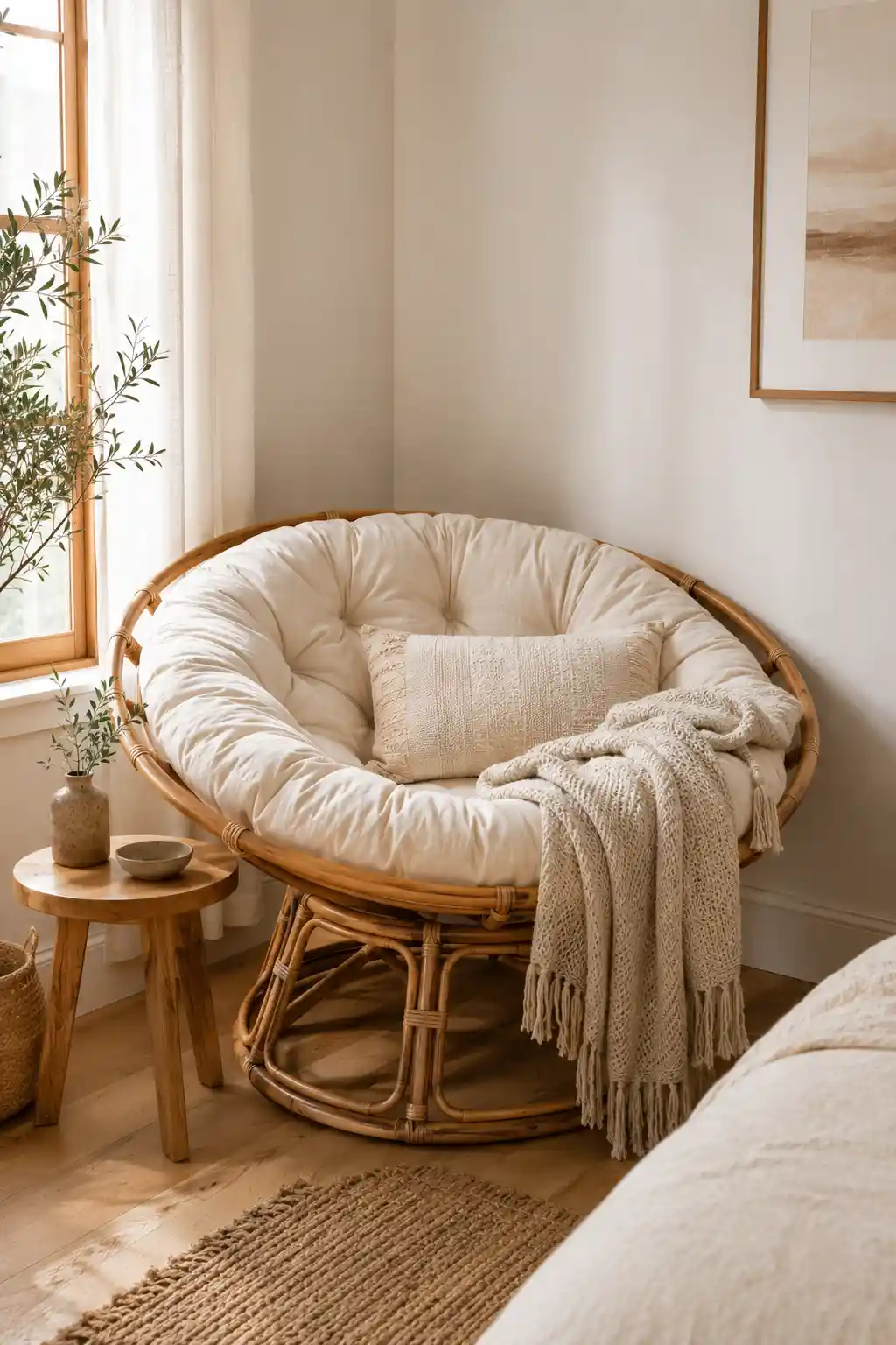 Cozy Reading Nook with a Papasan Chair