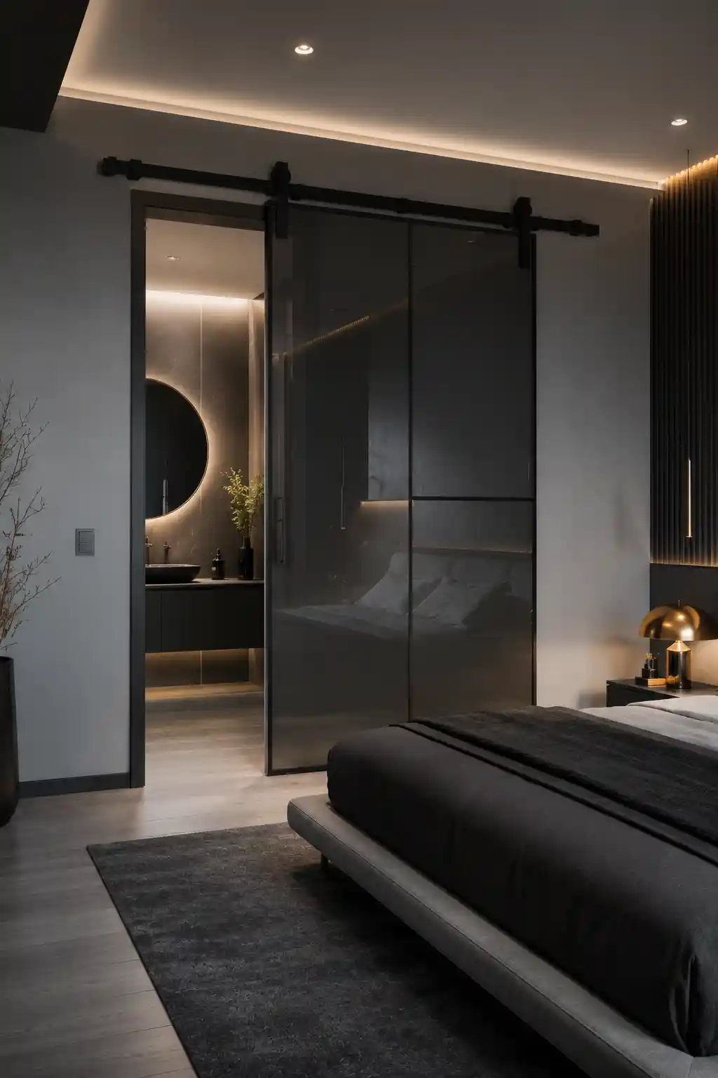 Sleek Modernity with Smoked Glass Sliders