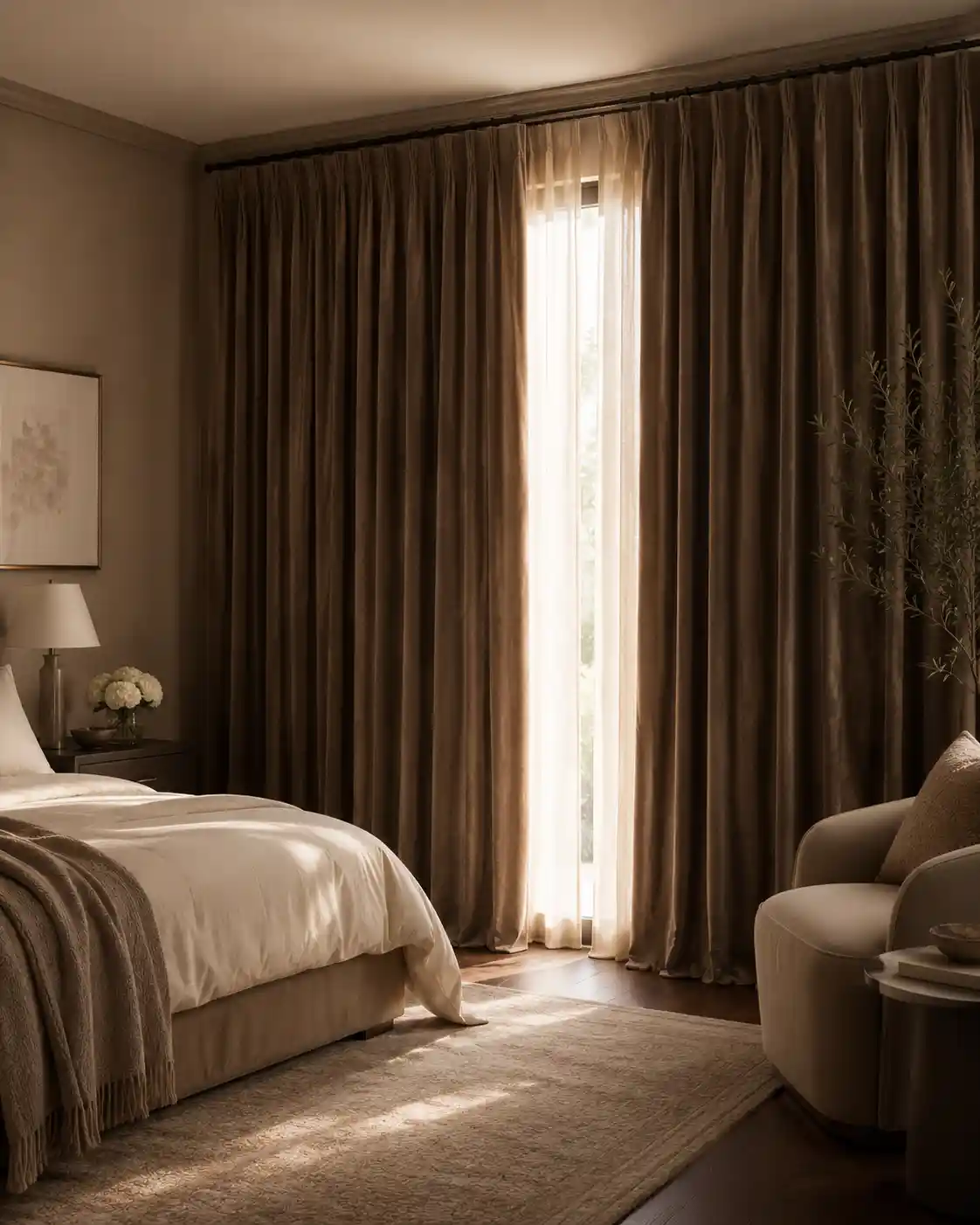 Mocha-Colored Blackout Curtains