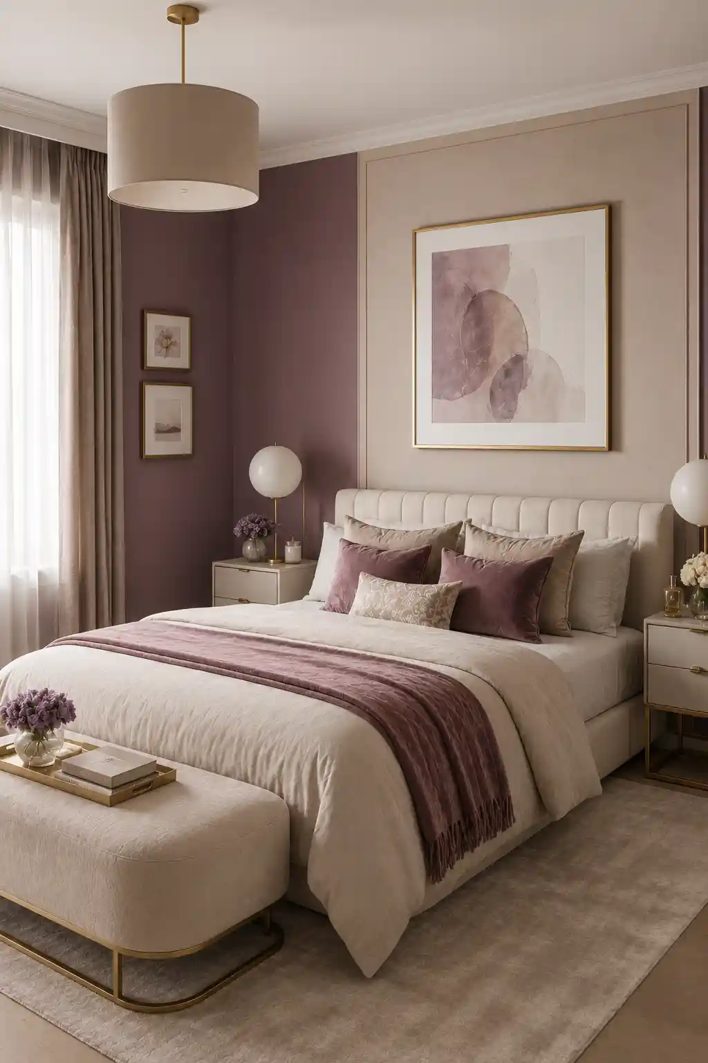 Contemporary Mauve and Suede Beige
