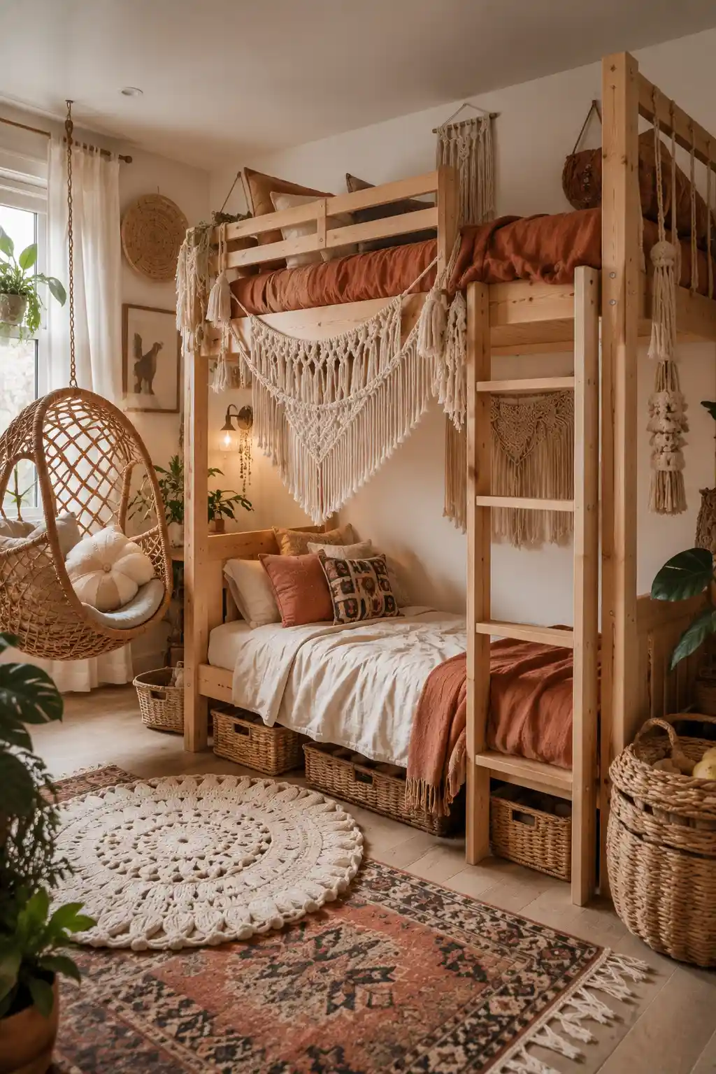 Boho-Chic Bunks with Natural Textures