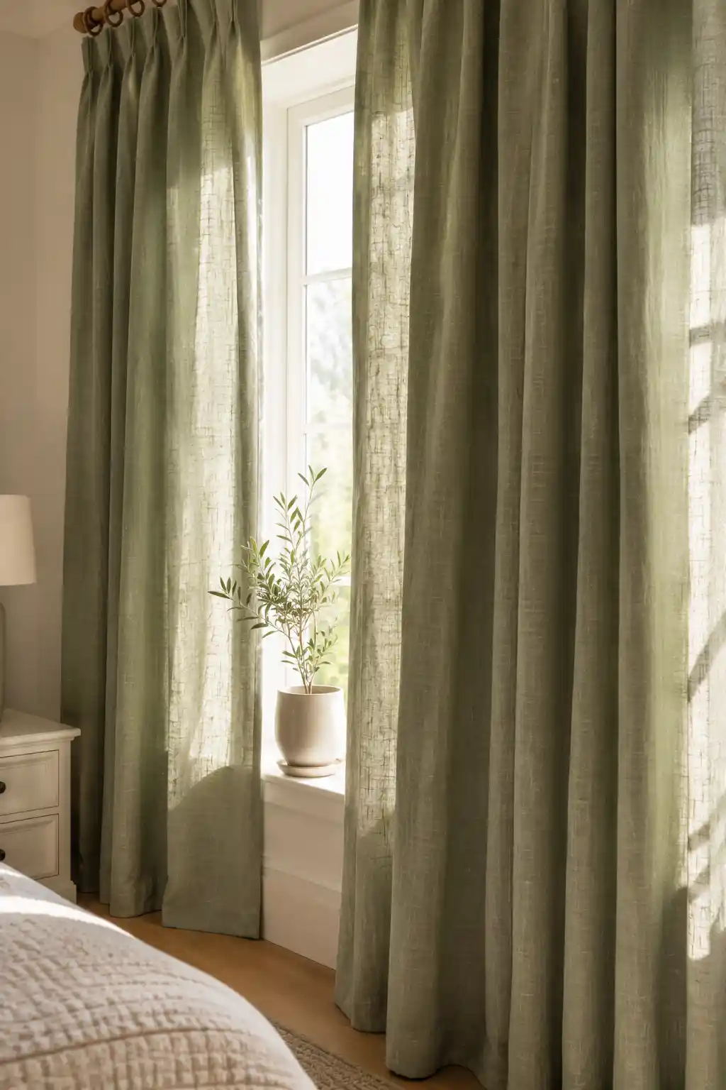 Textural Sage Green Curtains