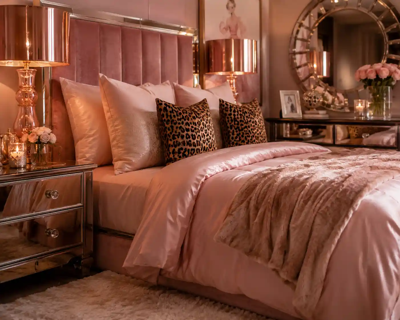 Rose Gold Accents in a Pink and Cheetah Room