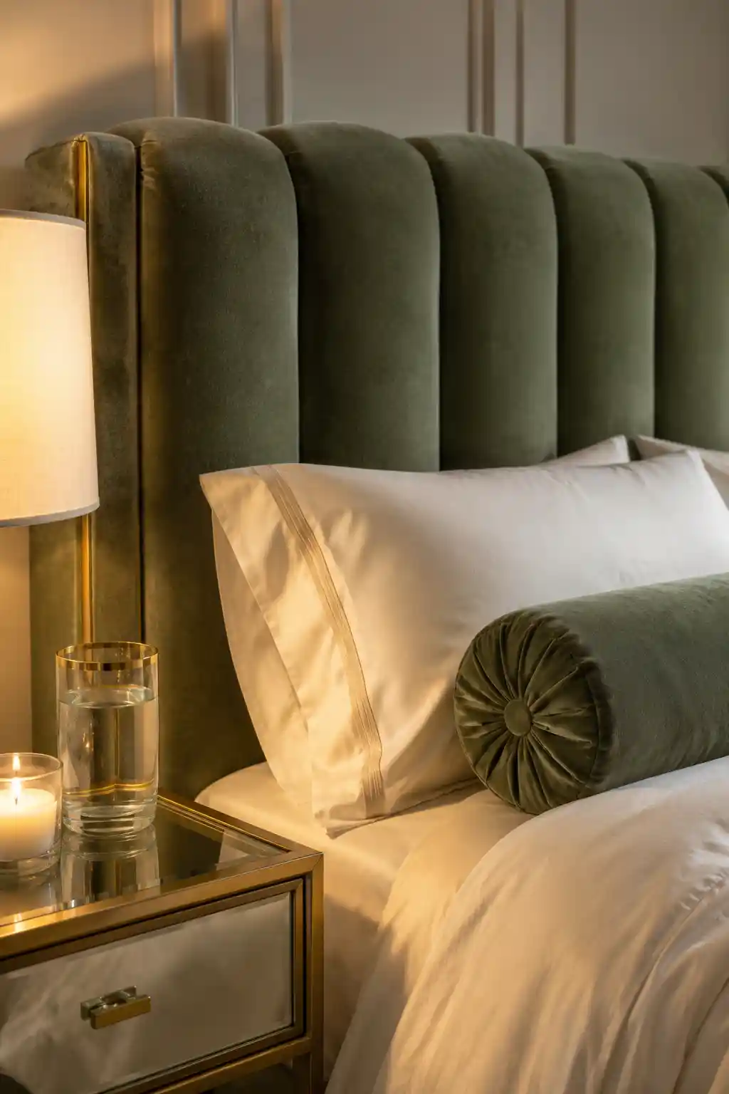 Luxury Sage Velvet Headboard