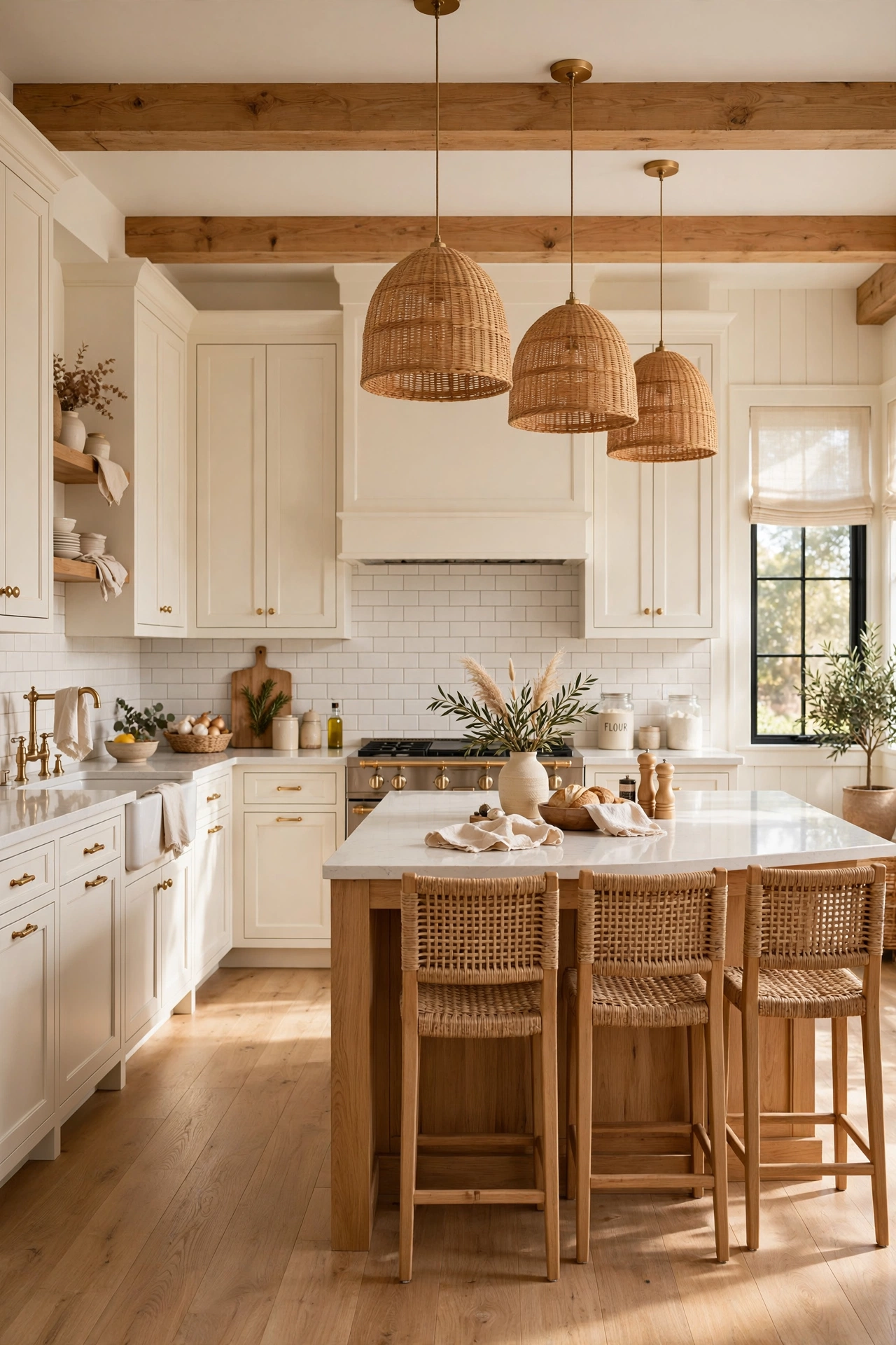 Contrasting Natural Wood Kitchen Islands