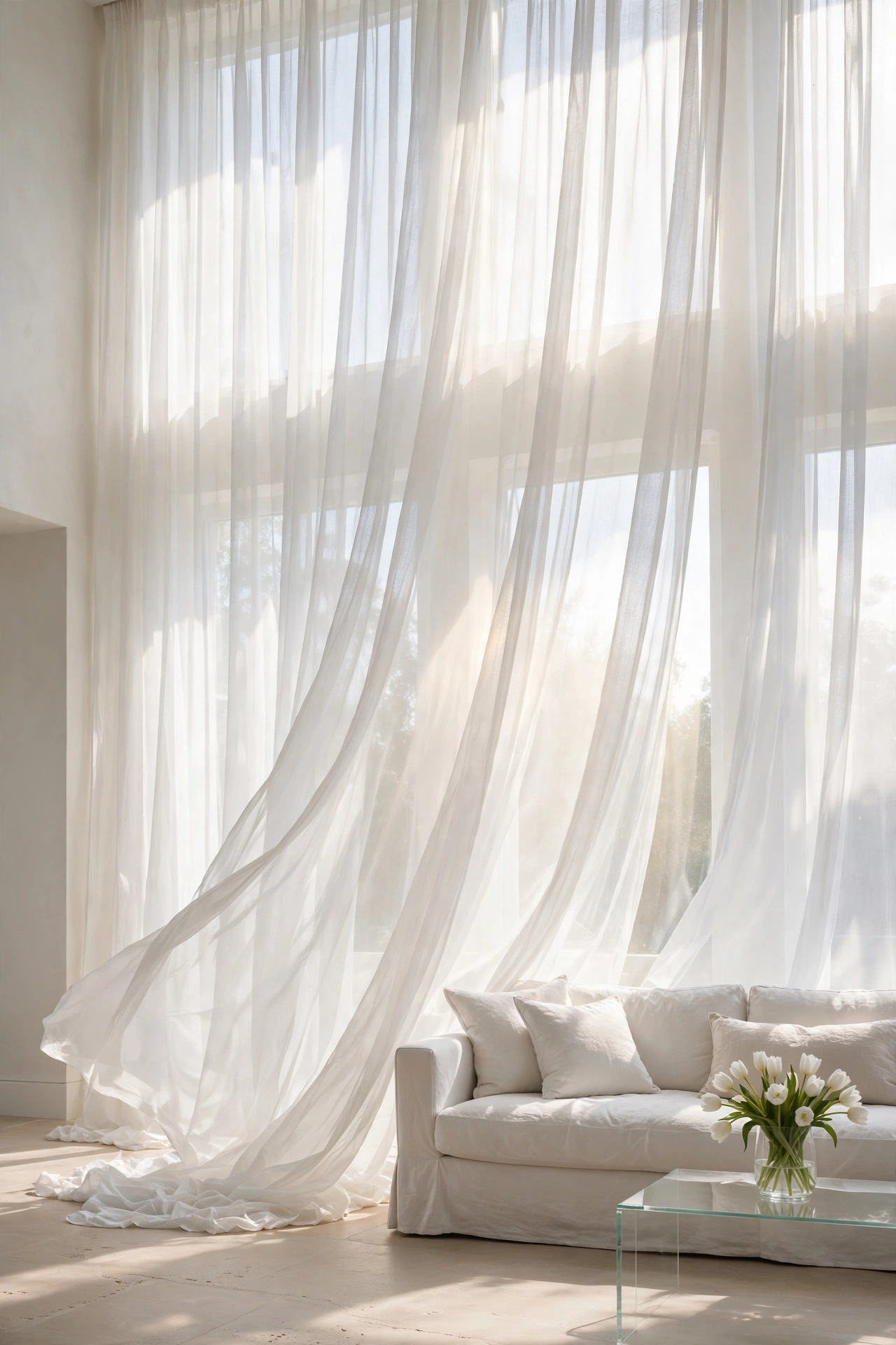 Airy Ambience with Sheer Drapery and Light
