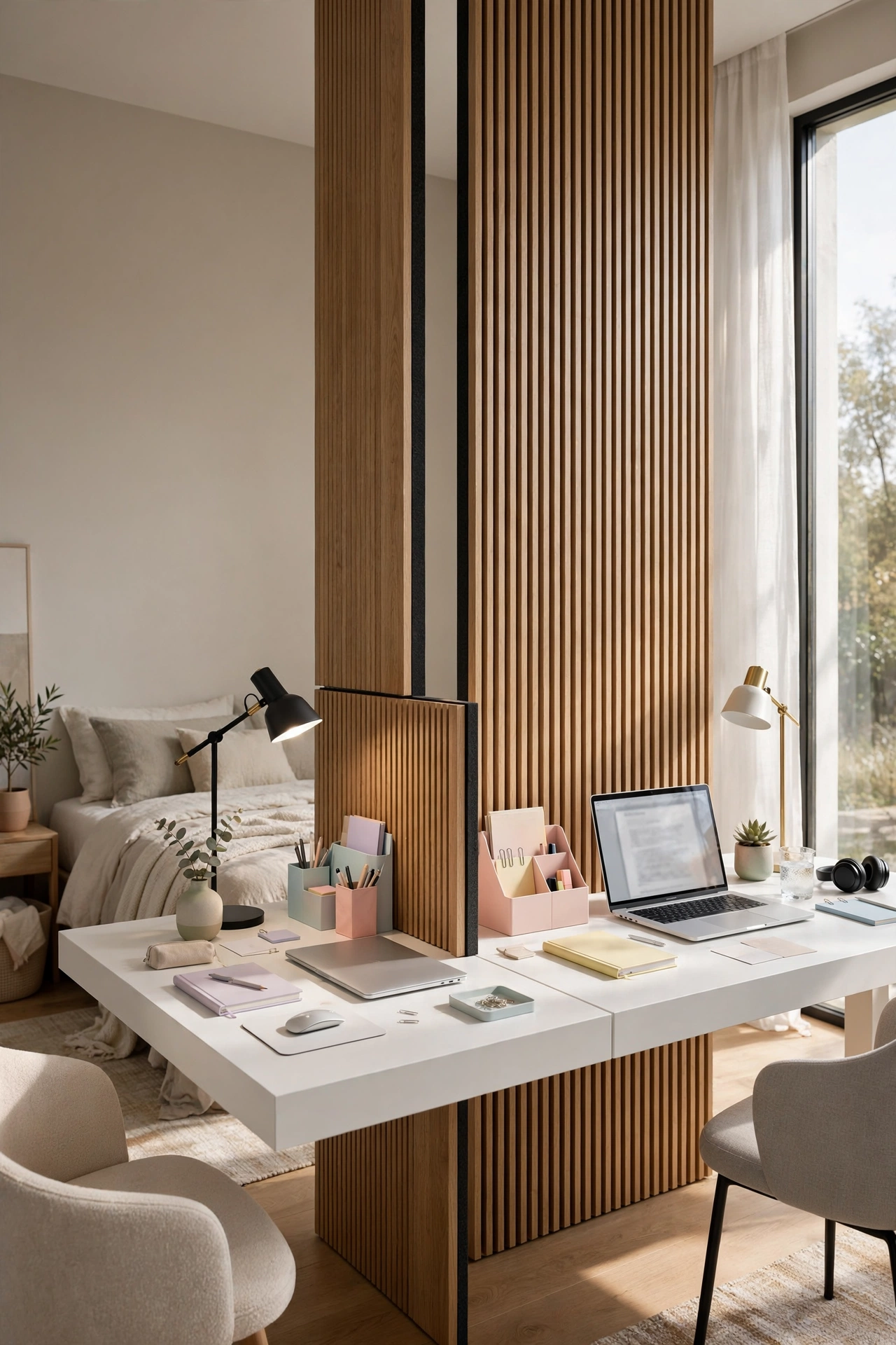 Zoned Study Station with Dividers