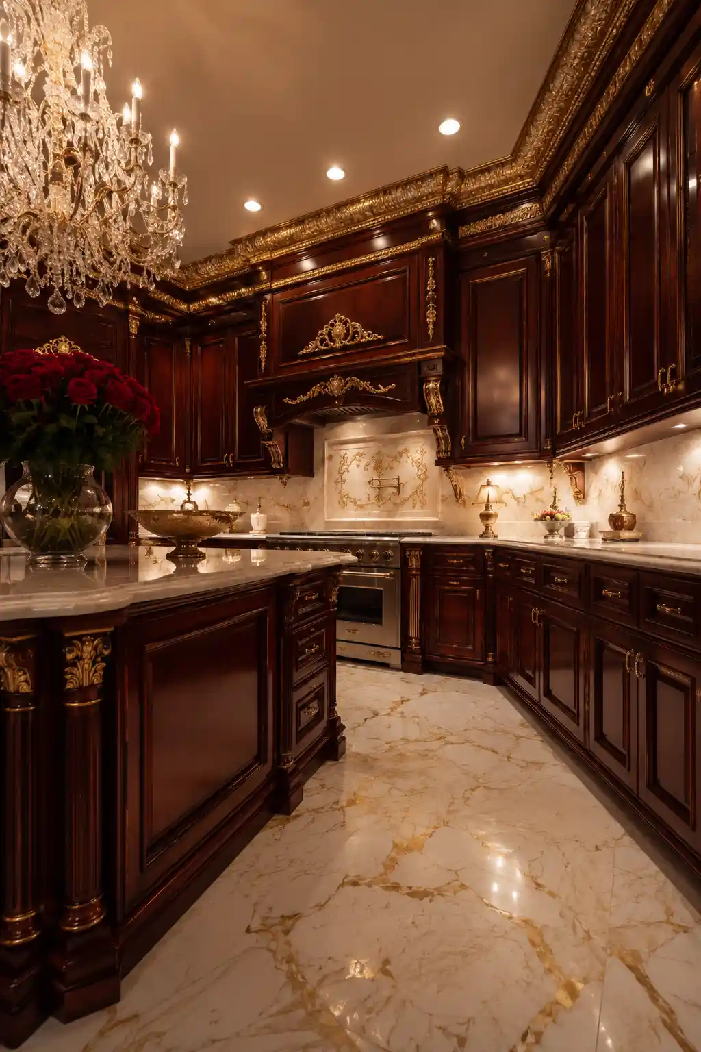 Opulent Mahogany and Gold Accents