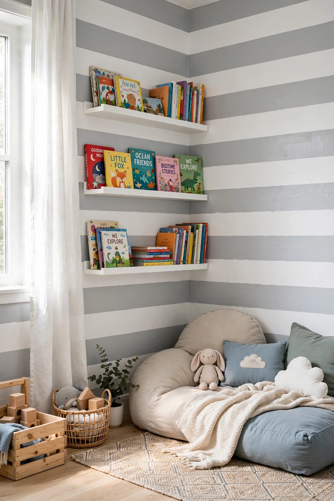 Sophisticated Gray and White Linear Stripes