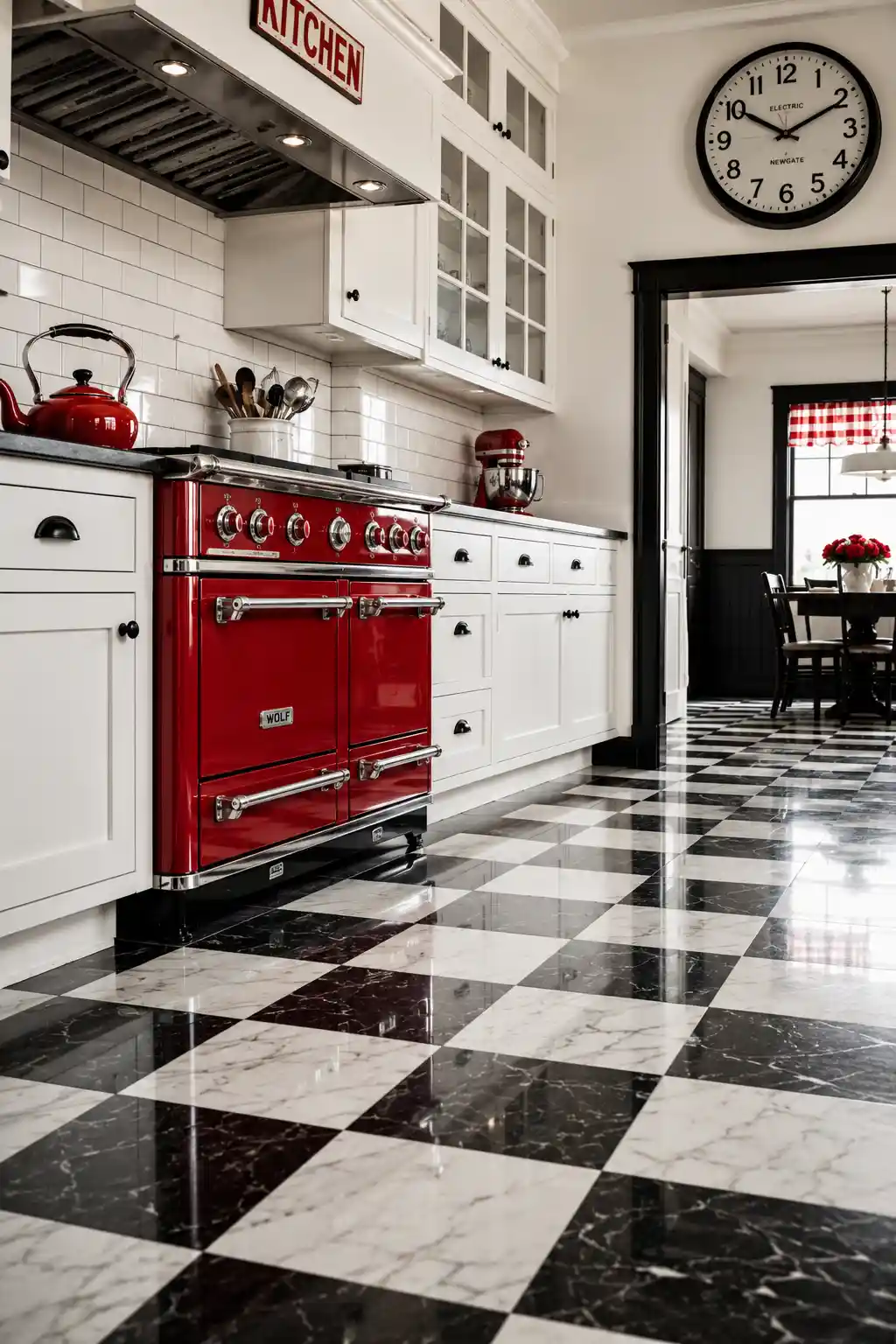 Bold Checkerboard Flooring and Retro Accents