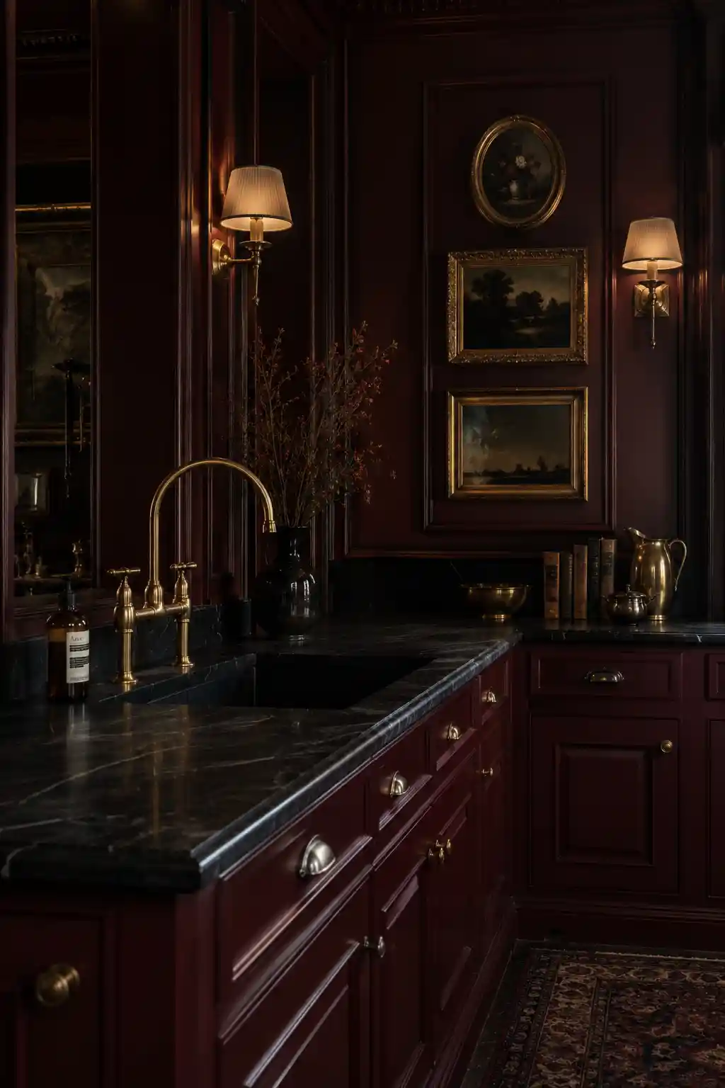 Deep Claret and Polished Brass Opulence
