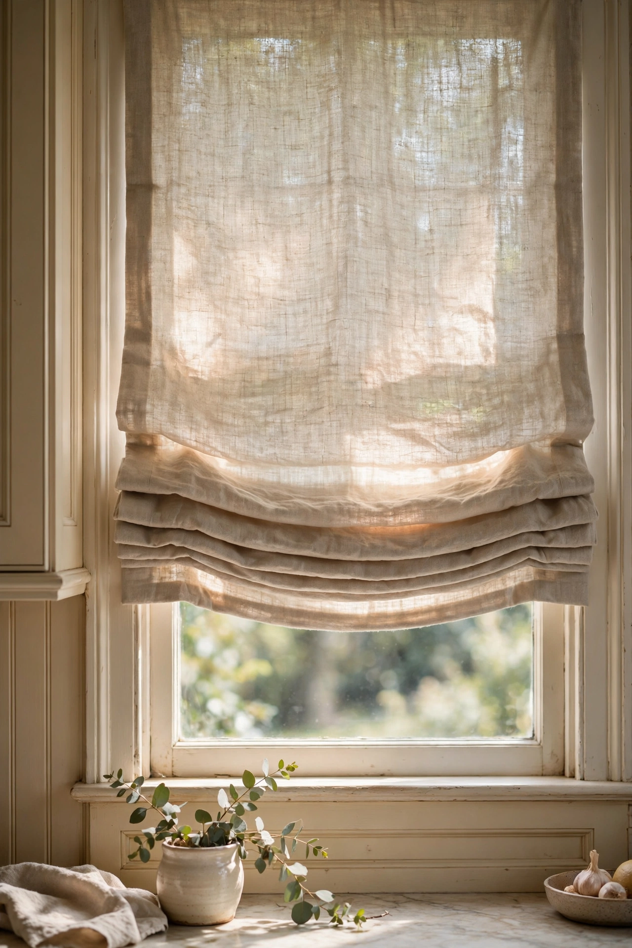 Soft Linen Roman Shades
