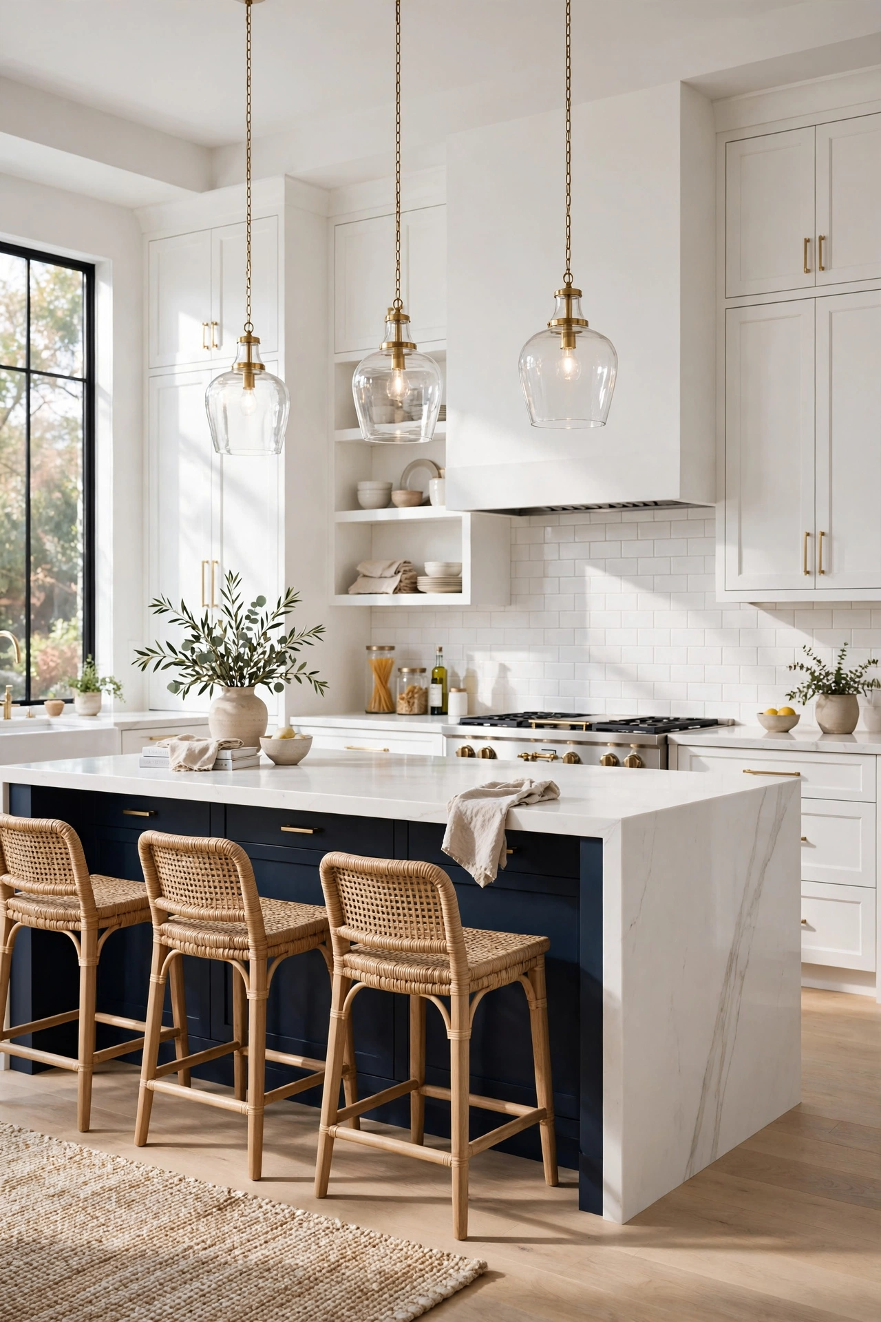 Creating a Focal Point with a Blue Kitchen Island