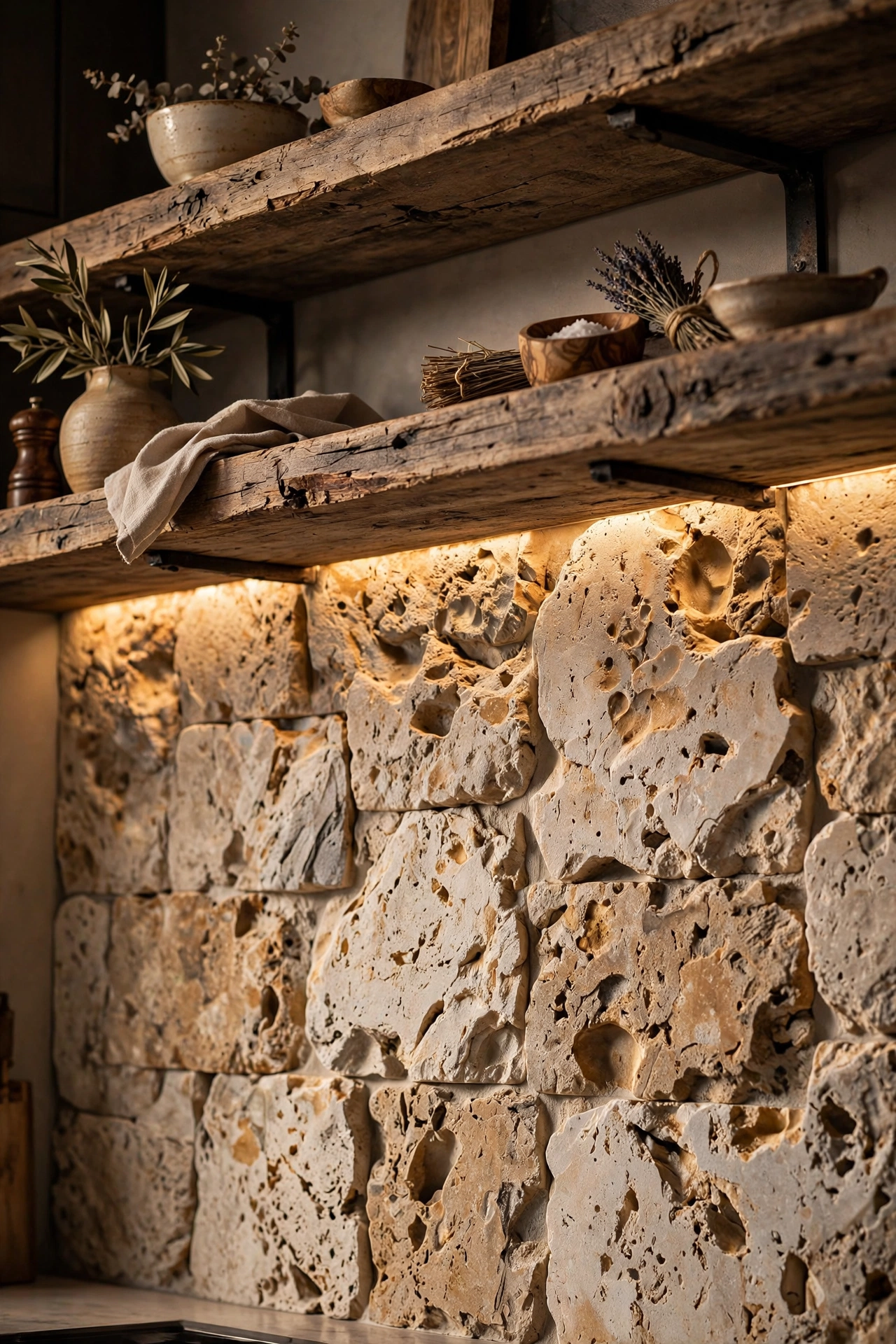 Textured Rustic Stone Backsplashes