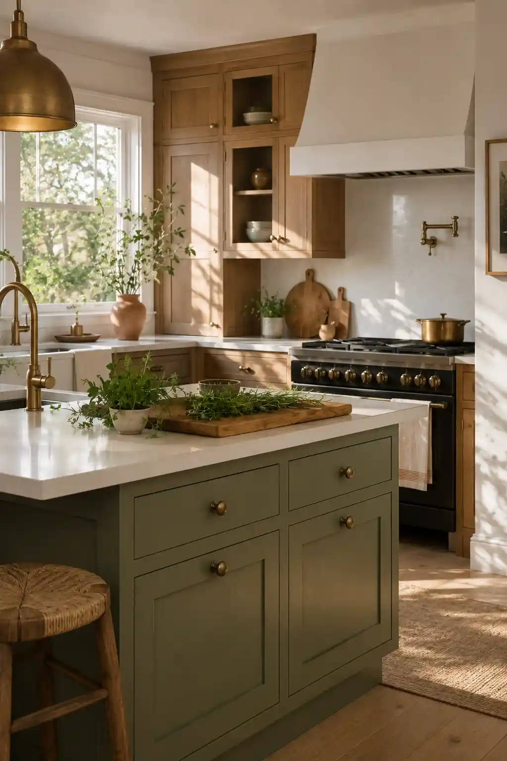 Honey Oak and Sage Green Earthy Tones