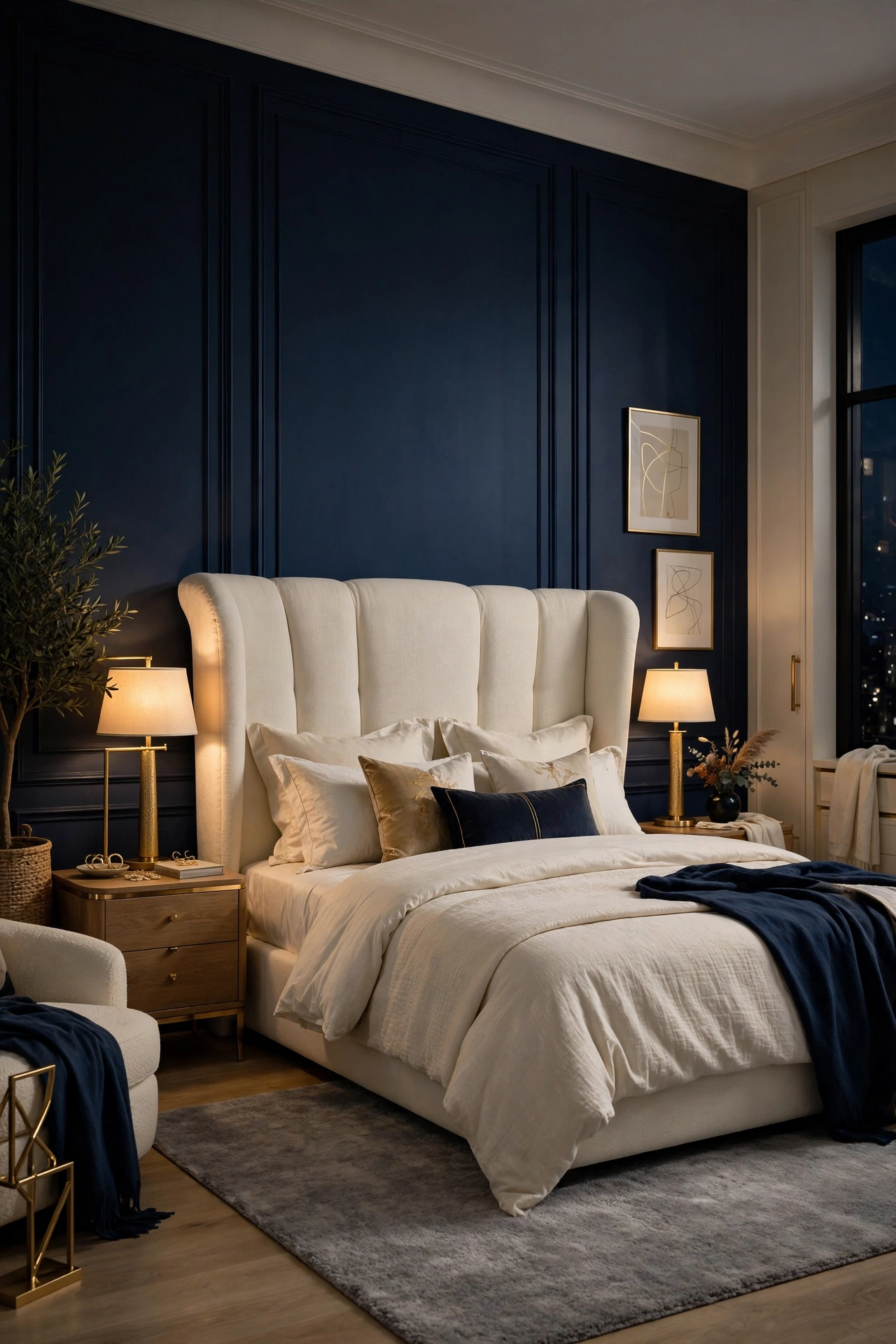 Dramatic Navy Blue Accent Wall