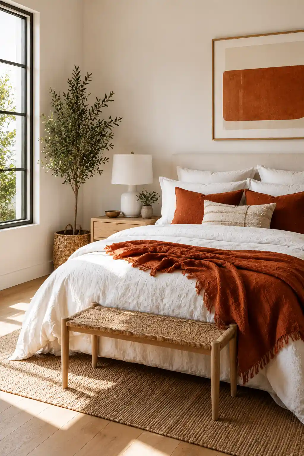 Burnt Sienna and White Linen
