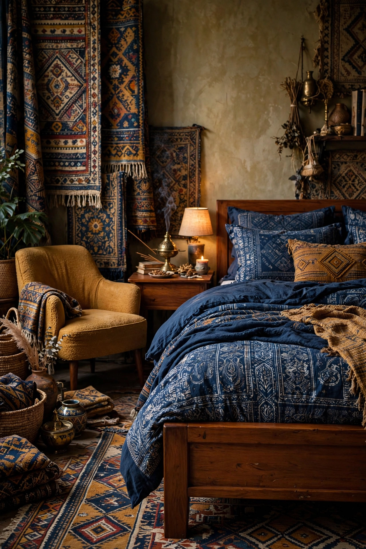 Deep Indigo and Teak Richness