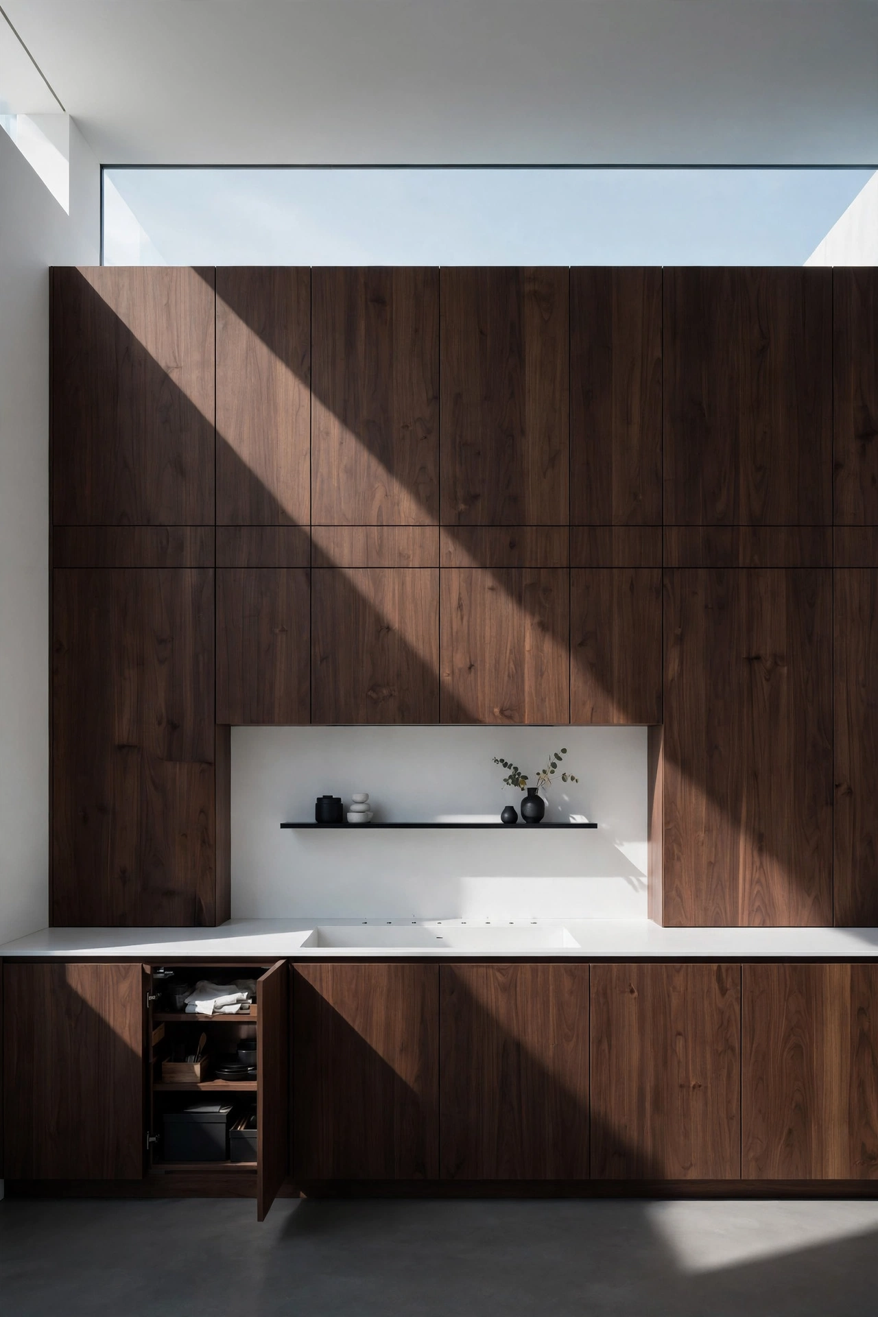 Sleek Frameless Walnut for a Seamless Architectural Look