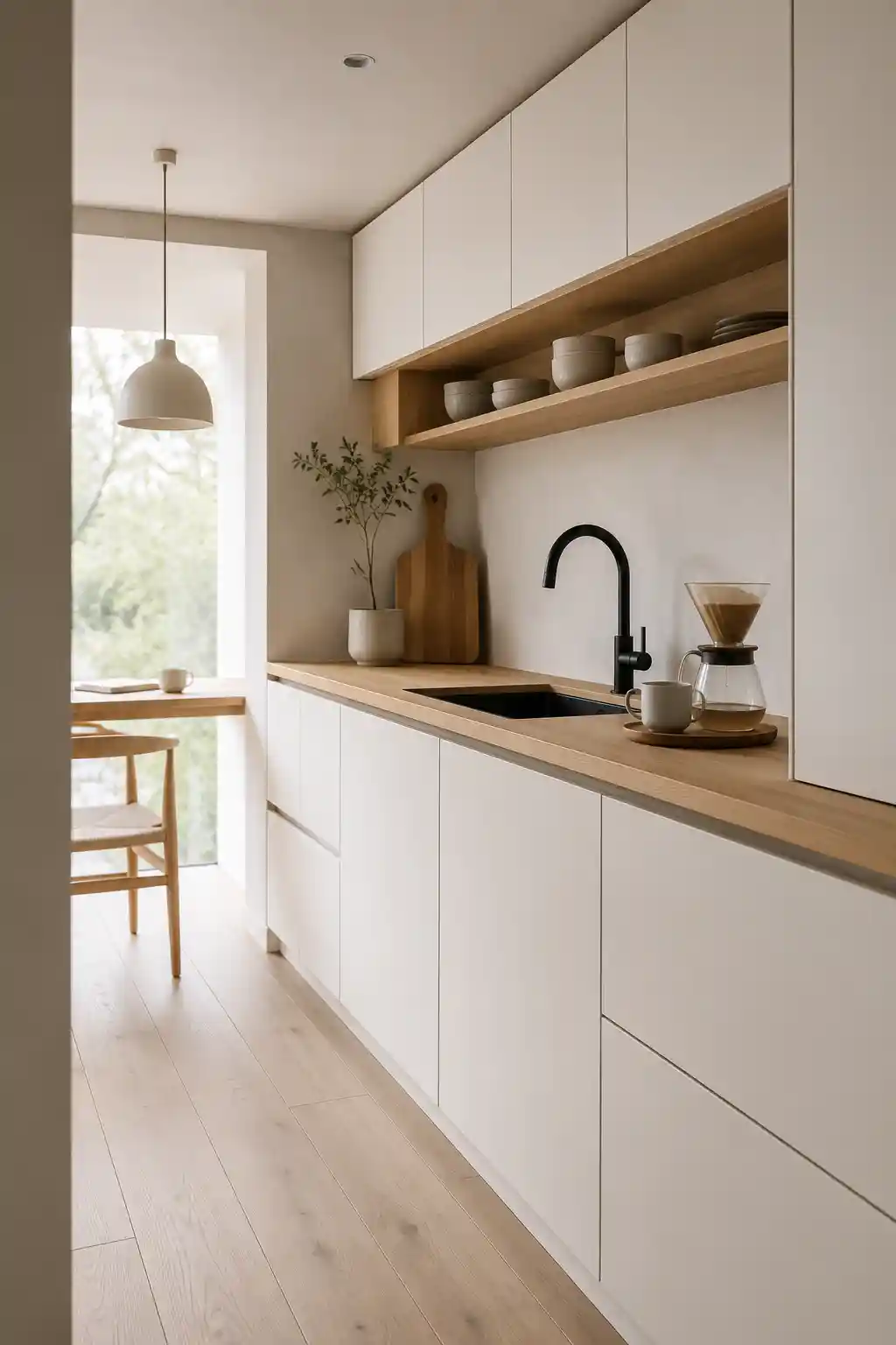 Scandinavian-Inspired White and Warm Oak